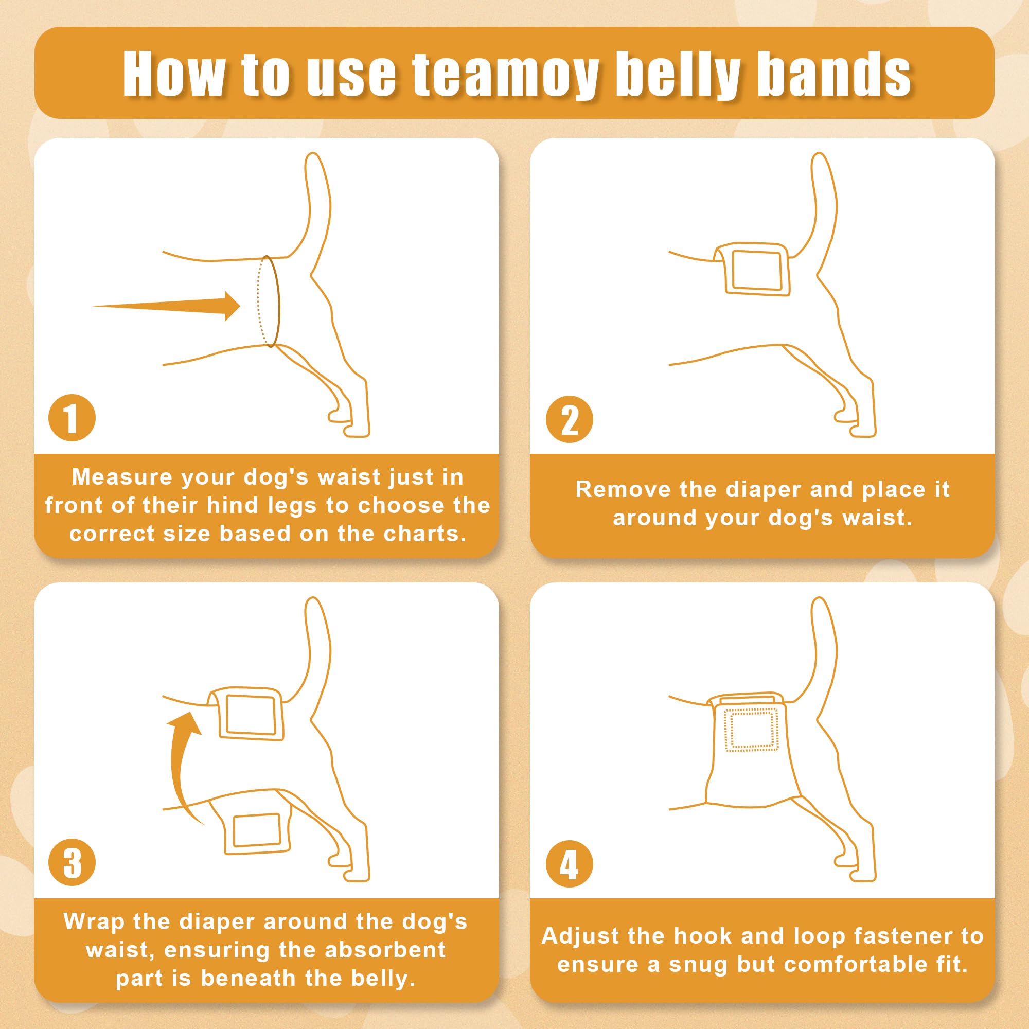 Teamoy Reusable Wrap Diapers For Male Dogs, Washable Puppy Belly Band Pack Of 3 (M, 13'-16' Waist, Black+ Gray+ Lake Blue)