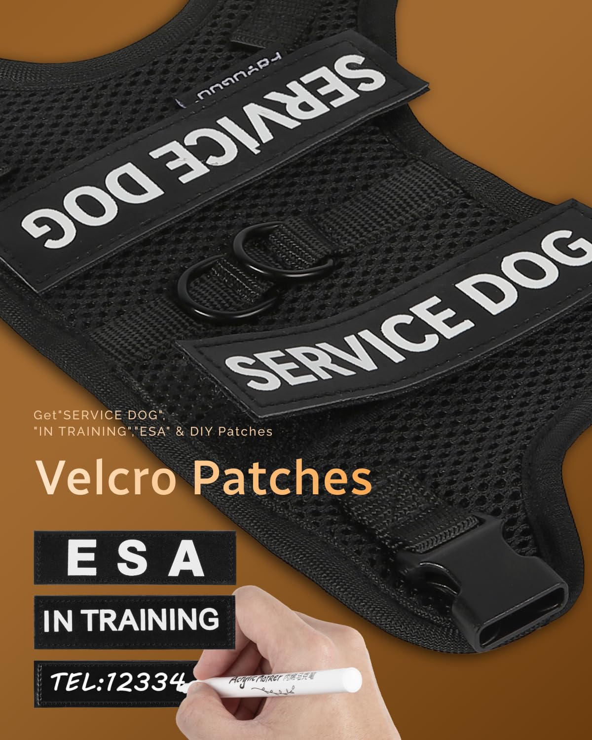 Fayogoo Service Dog Vest For Small Dogs - Air Mesh Breathble Emotional Support Animal Vest With Diy Removable Patches - Puppy Ha