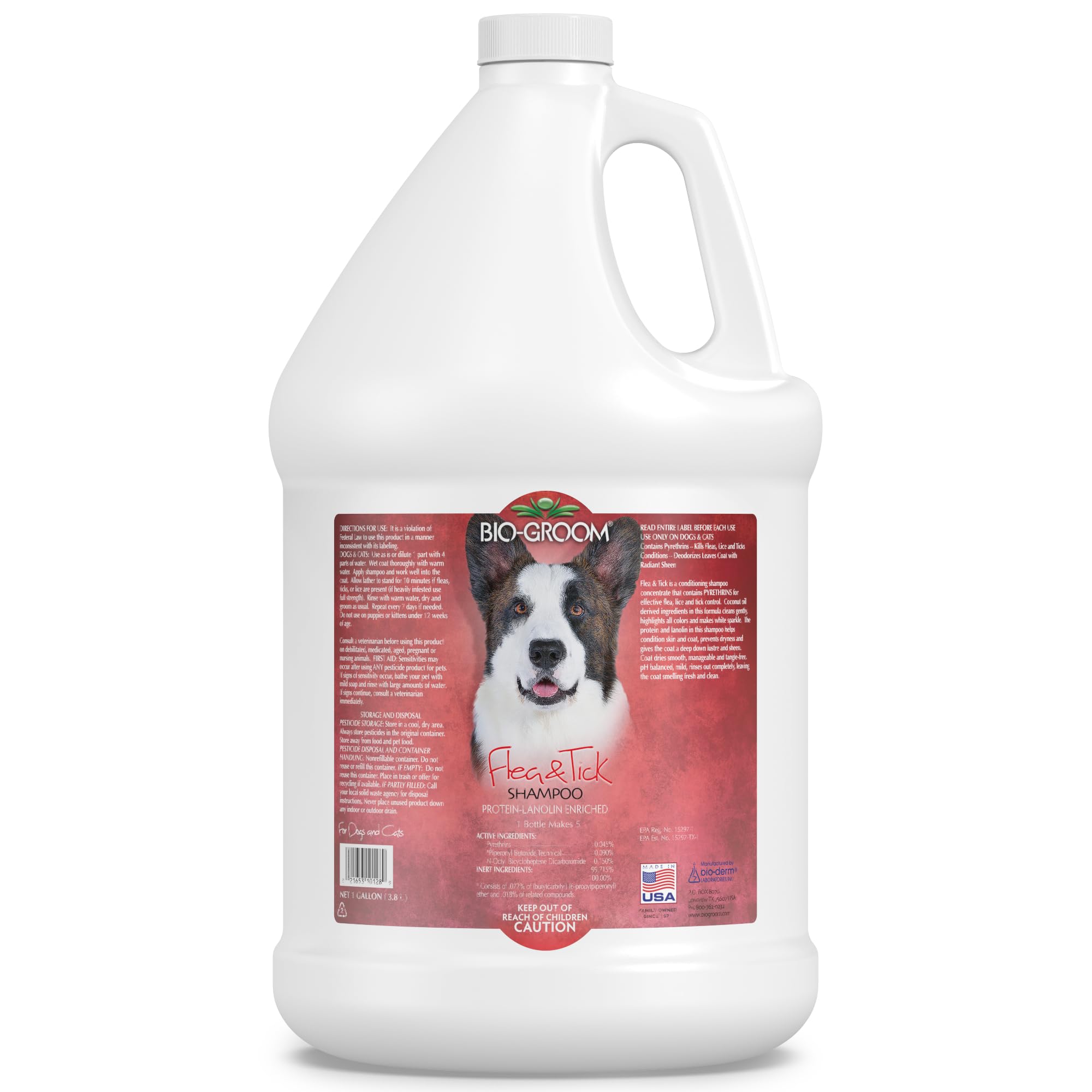 Bio-Groom Flea & Tick Dog Shampoo - Flea And Tick Prevention For Dogs, Cat Flea Treatment, Cruelty-Free, Made In Usa, Natural Tick Repellent, Protein-Lanolin Shampoo - 1 Gallon