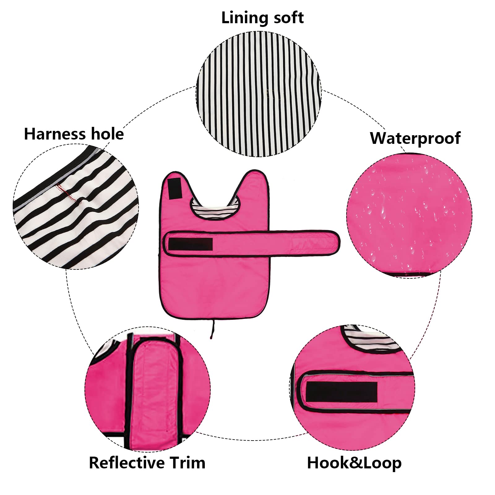 Dachshund Raincoat Waterproof, Perfect For Dachshund Sausage Weiner Long Back Breeds With Reflective Stripe Rain Coat For Dogs Great Coverage In Autumn Winter - Pink - L