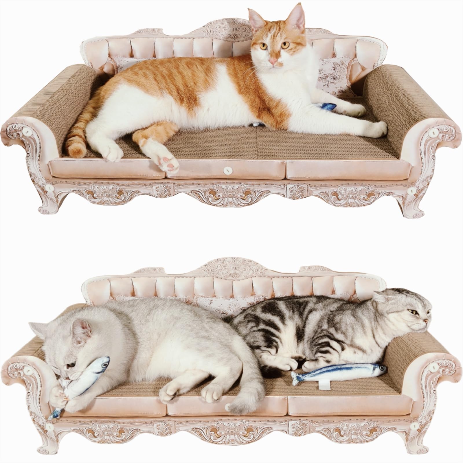 Extra Large Sofa Shaped Cat Scratcher Bed - 31.5 Inches Infinity Durable Corrugated Cardboard Cats Lounge, Modern Stylish Bed,Lu