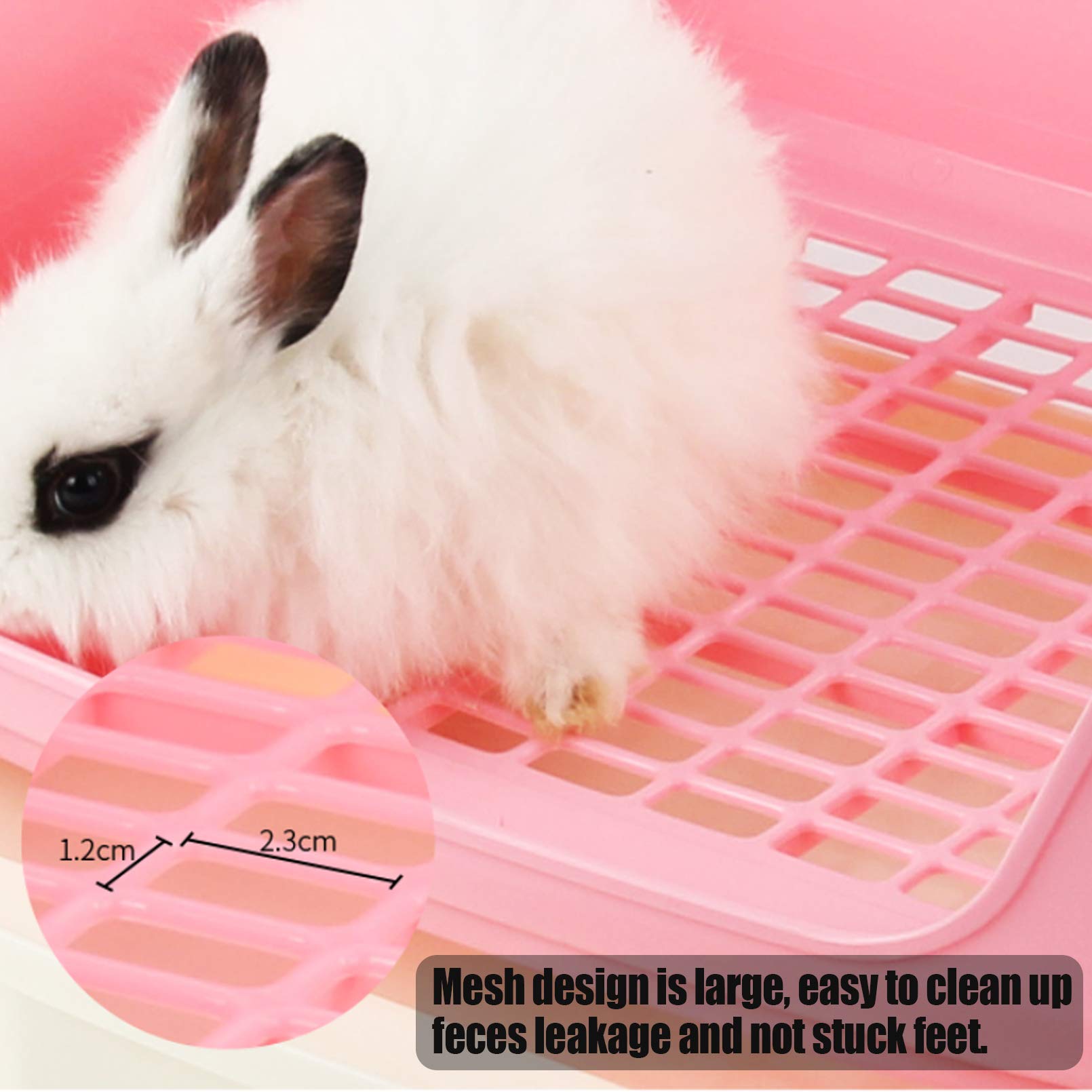 Kathson Large Rabbit Litter Box Trainer, Potty Corner Toilet With Drawer Bigger Pet Pan For Adult Hamster, Guinea Pig, Ferret, Galesaur, Bunny And Other Animals (Pink)