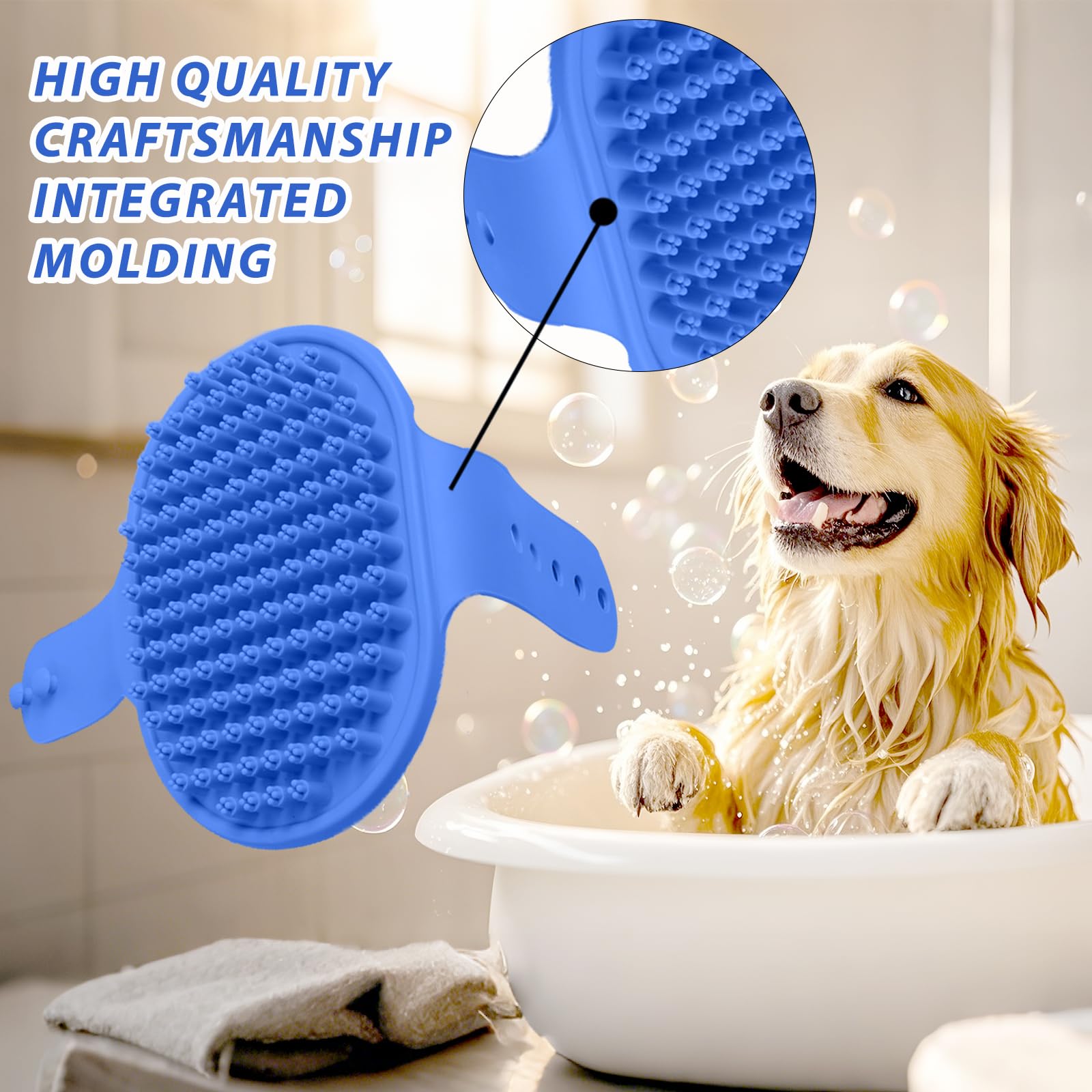 Nvnan Ultra-Soft Pet Grooming Brush With Adjustable Ring - Ideal For Dogs & Cats Of All Hair Types - Bath, Shower & Massage Tool
