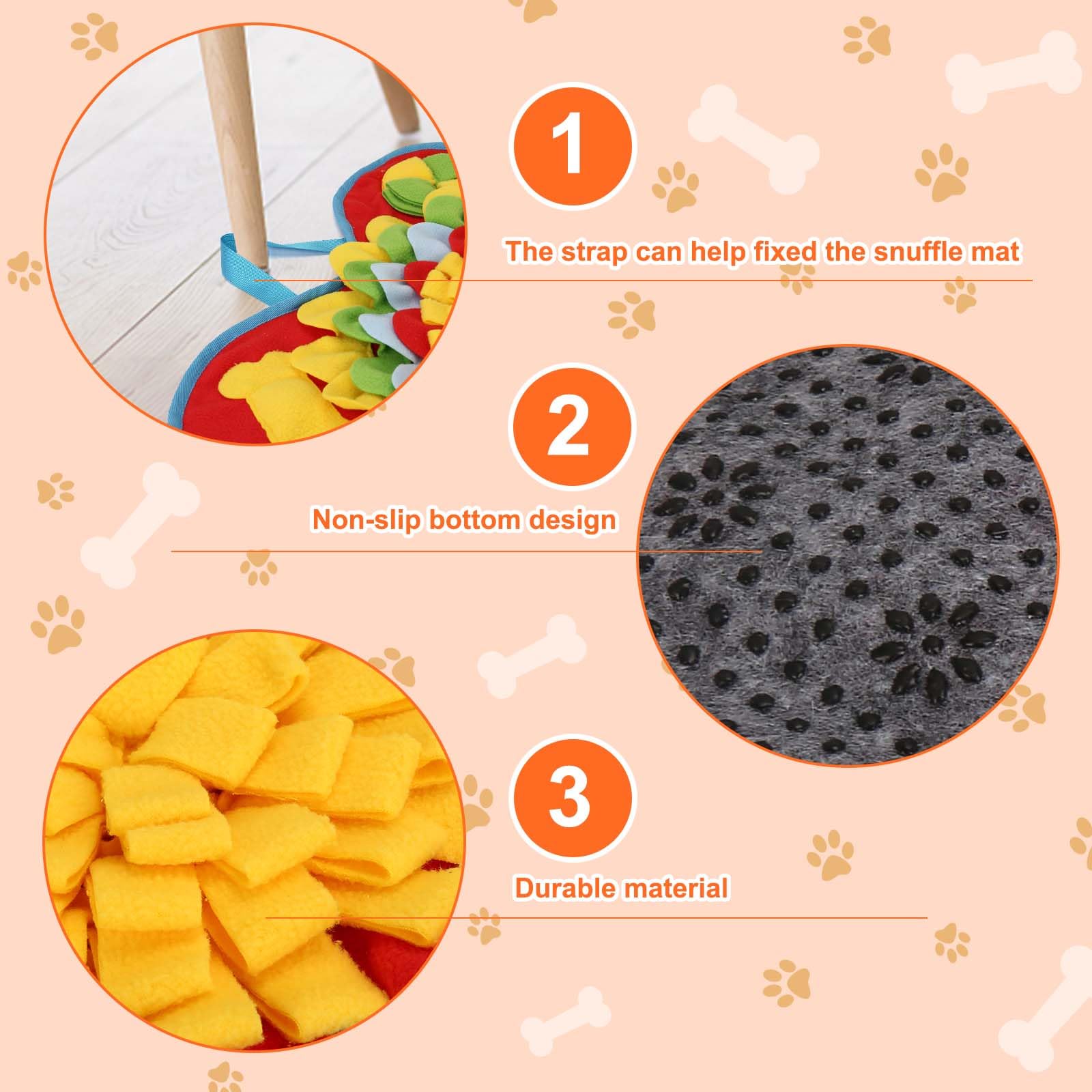 Yummy Sam Snuffle Mat for Small and Medium Dogs, 2 in 1 Portable Interactive Nose Smell Training Sniffing Pad with Puzzle Toys f