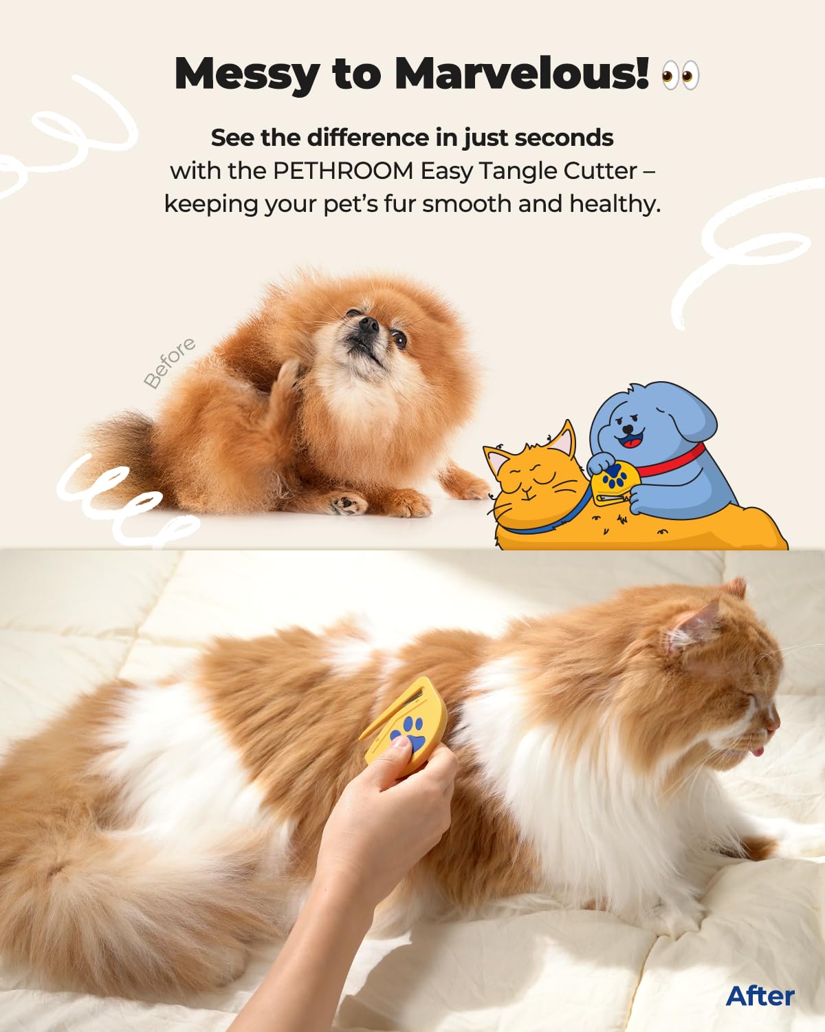 [Pethroom] Matt Splitter For Dogs & Cats | Professional Dematting Tool With Steel Blade | Easily Removes Knots, Mats & Tangles |