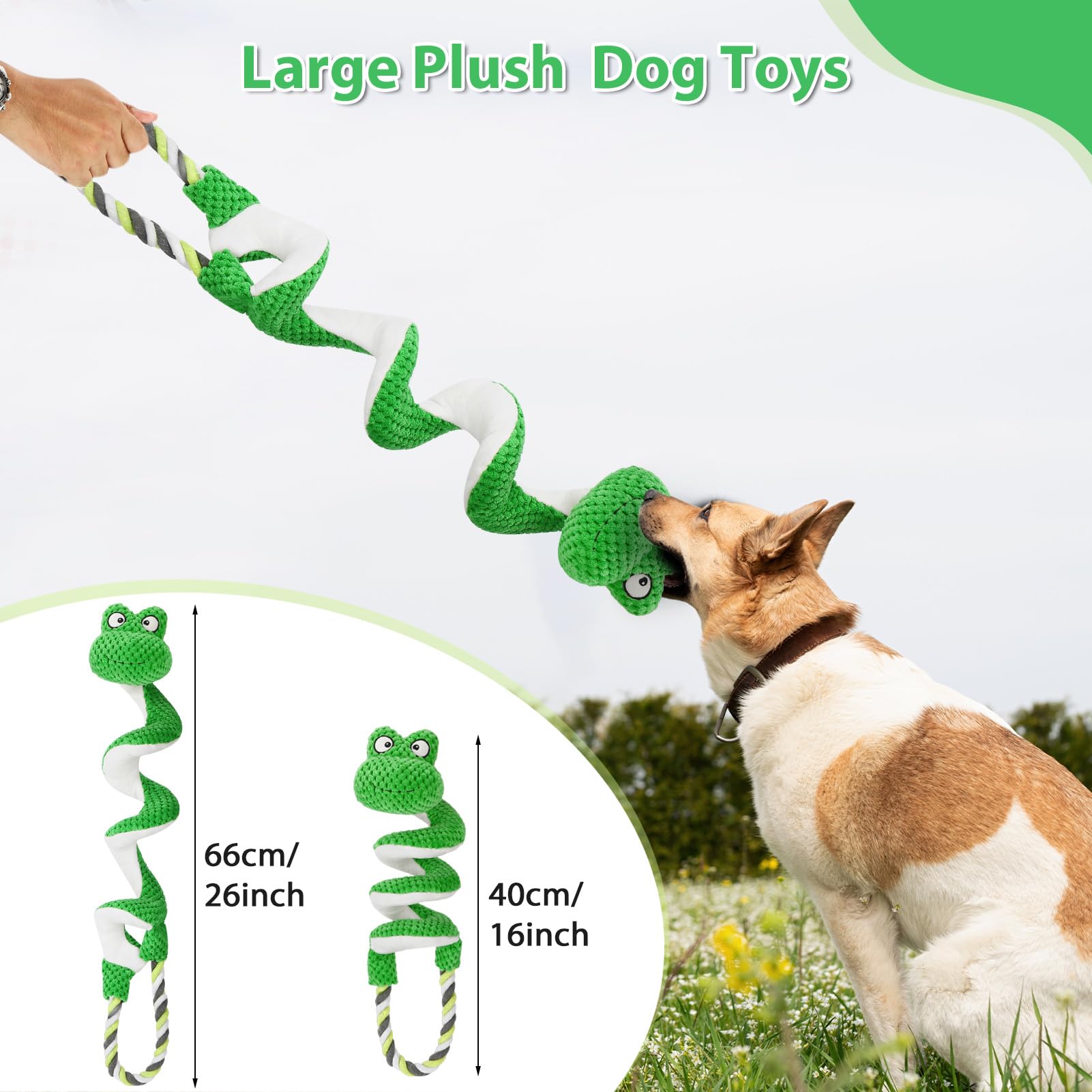 Letsmeet Interactive Squeaky Dog Toys With Pull Rope, Large Dog Tug Of War Toy, Plush Puppy Chew Toys For Dental Health, Great F