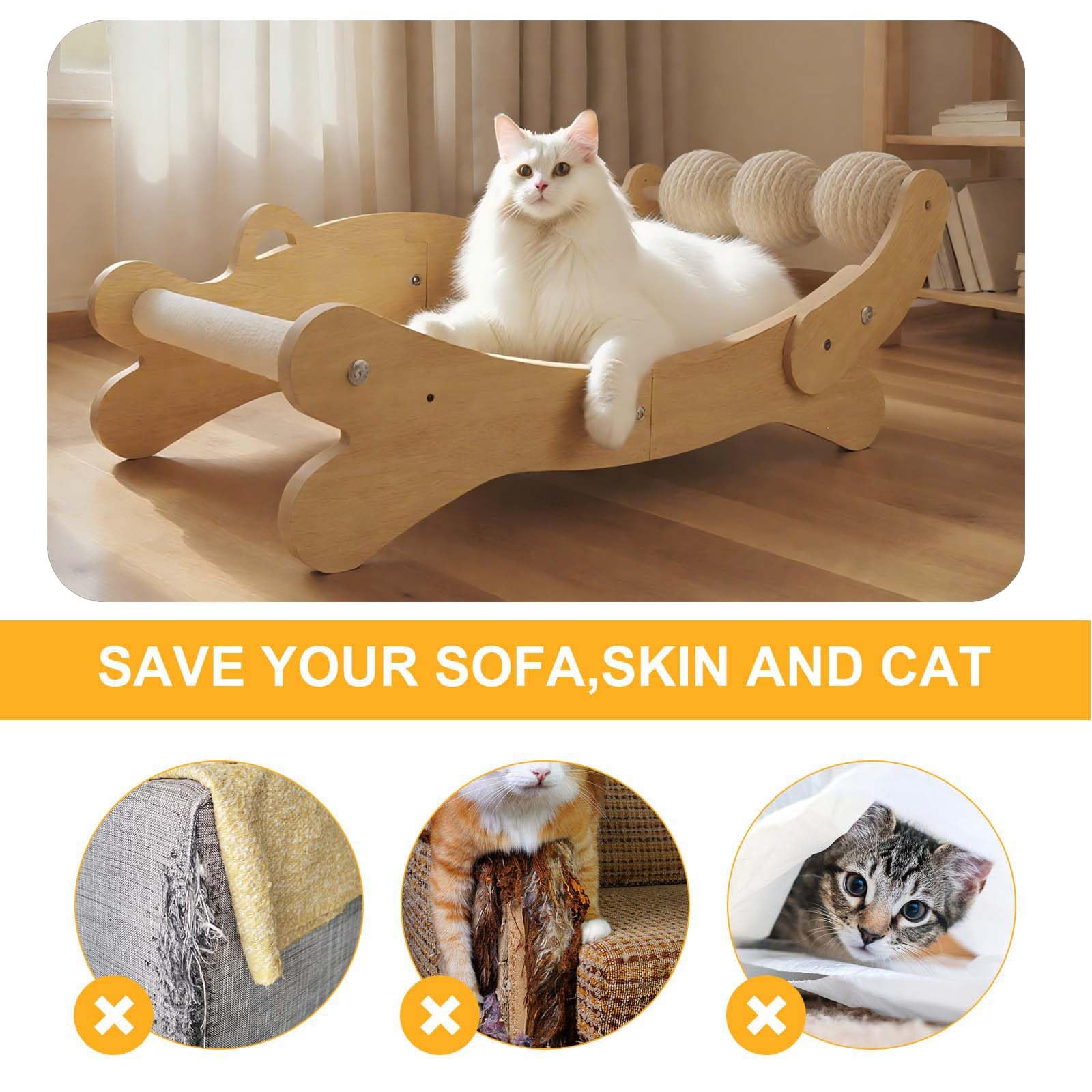 Cat Scratch Pad with Replacement Scratching Felt, Large Cat Scratcher Bed Hammock Lounge for Scratching Pad, Protects Furniture,