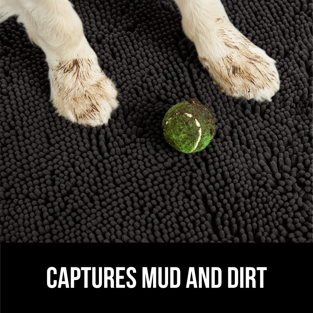 Gorilla Grip Ultra Absorbent Grippy Doormat for Muddy Dog Paws, 70x24 Machine Washable Soak Stopper Rugs Cleaner Floors, Bed Mat