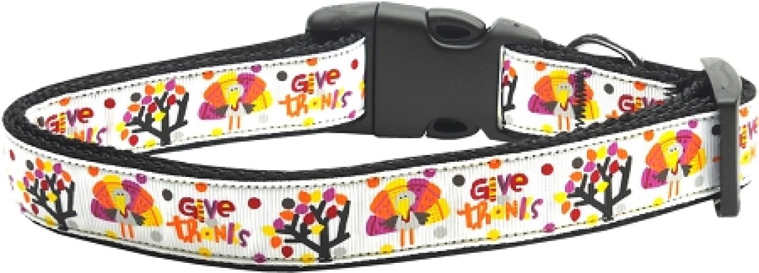 Thanksgiving Pet Dog & Cat Nylon Collar or Leash, &quot;Give Thanks&quot; MD Collar