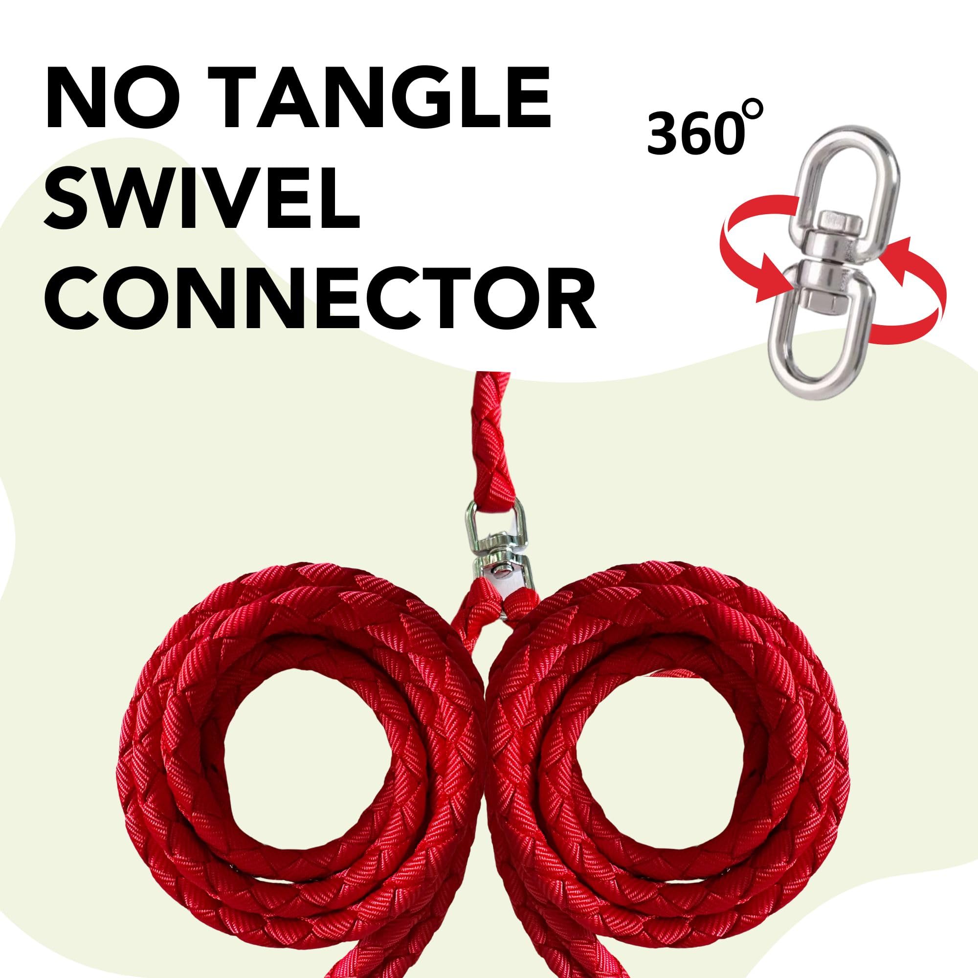 Caldwell's Pet Supply Co. Red Dual Dog Leash - Heavy Duty Tangle-Free Double Leash for Small, Medium, Large Dogs with Padded Handle