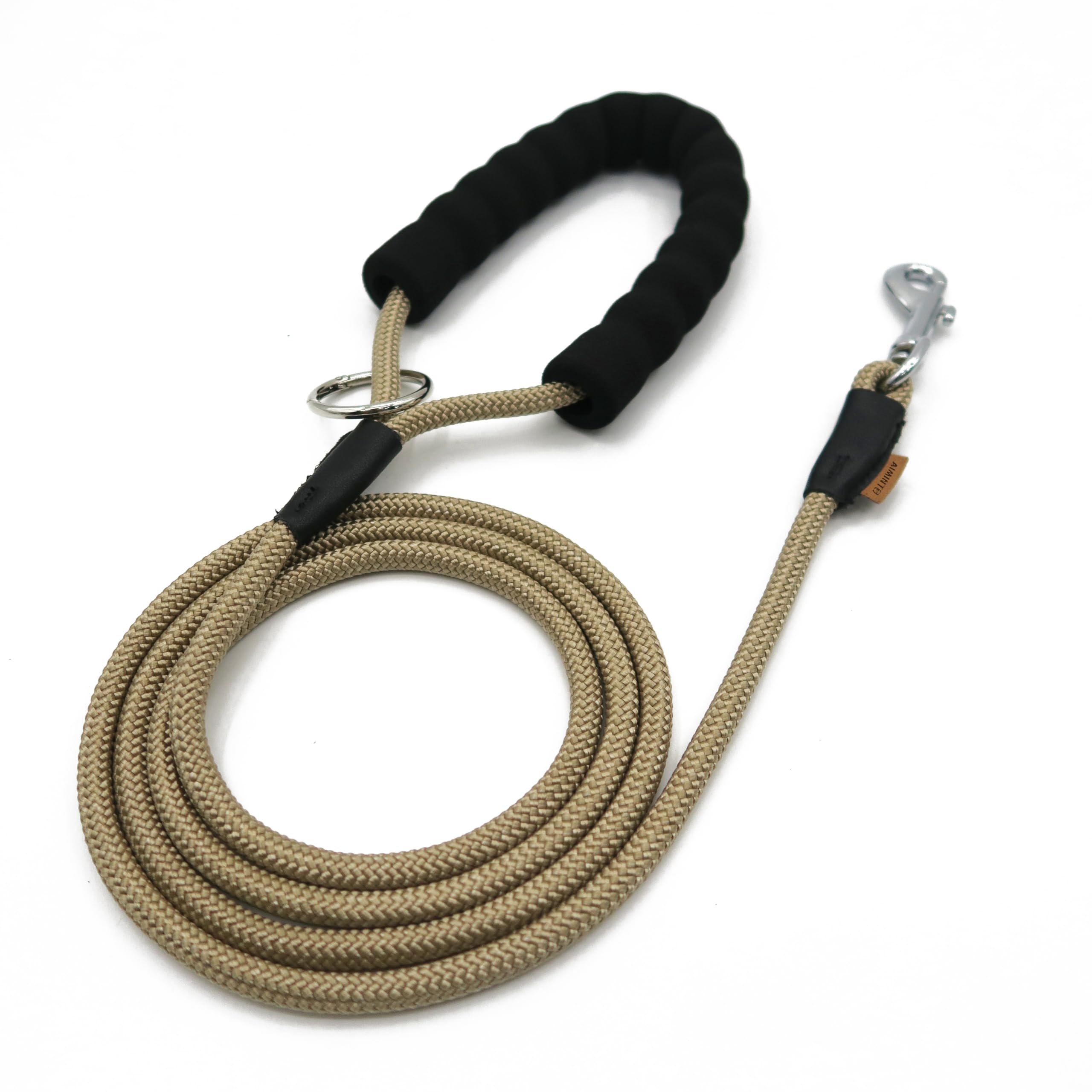 Aiminto Dog Leash, Braided Rope Traction - Walking Training Lead for Small Dogs ((1/3 '') x 6FT, Khaki)