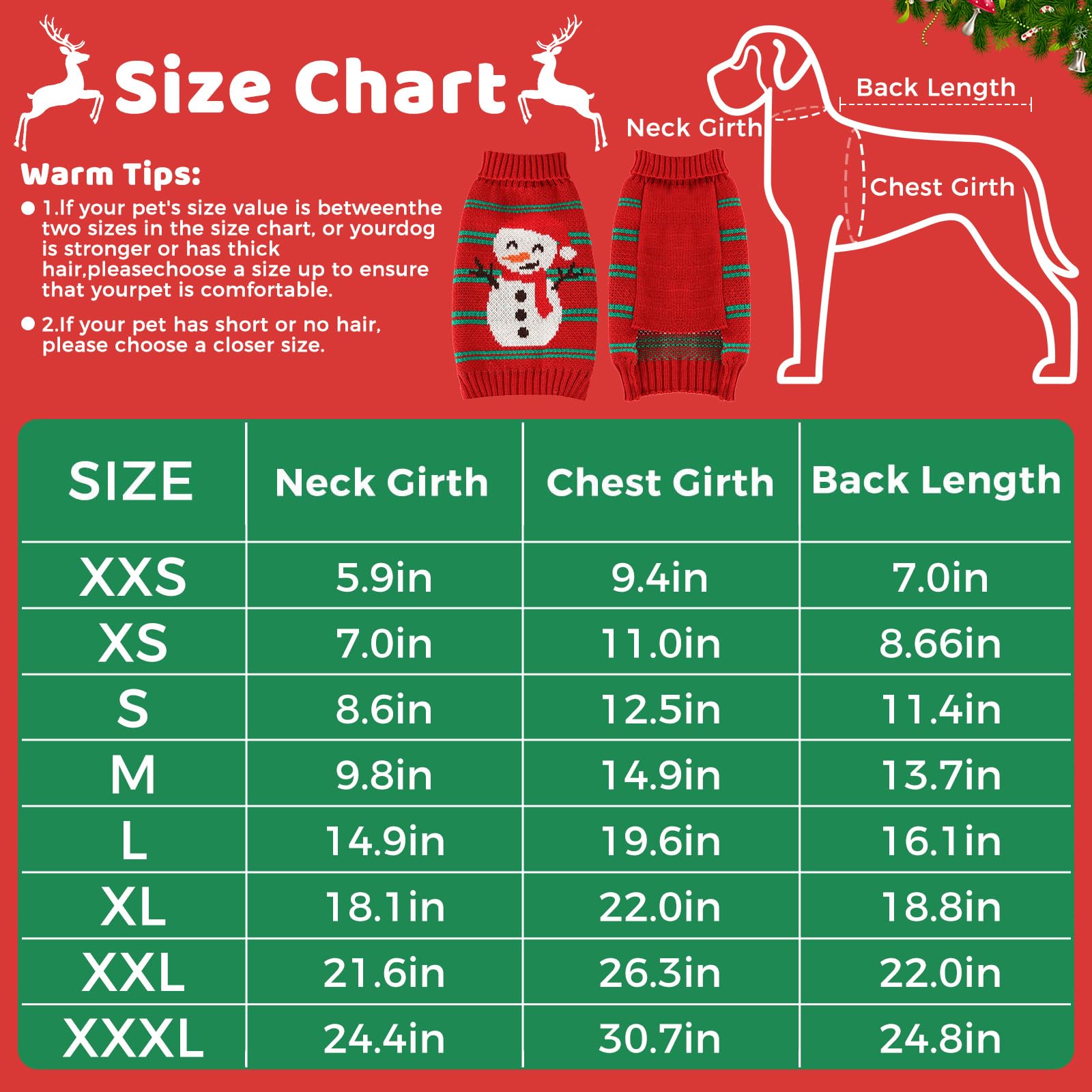 Christmas Dog Sweaters For Small Large Dogs Girl, Soft Warm Pup Dogs Shirt, Turtleneck Dog Sweaters For Medium Large Dogs, Double Knitting Collar For Outdoors Playing, Warm Dog Cat Clothes Xs