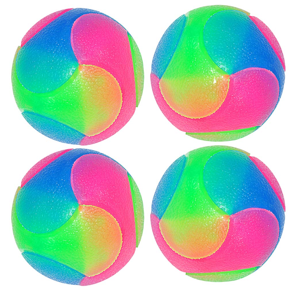 Fineinno 4 Pcs Large Light Up Dog Balls Flashing Elastic Ball Glow In The Dark Interactive Pet Toys For For Golden Retriever,Labrador,Large Dogs