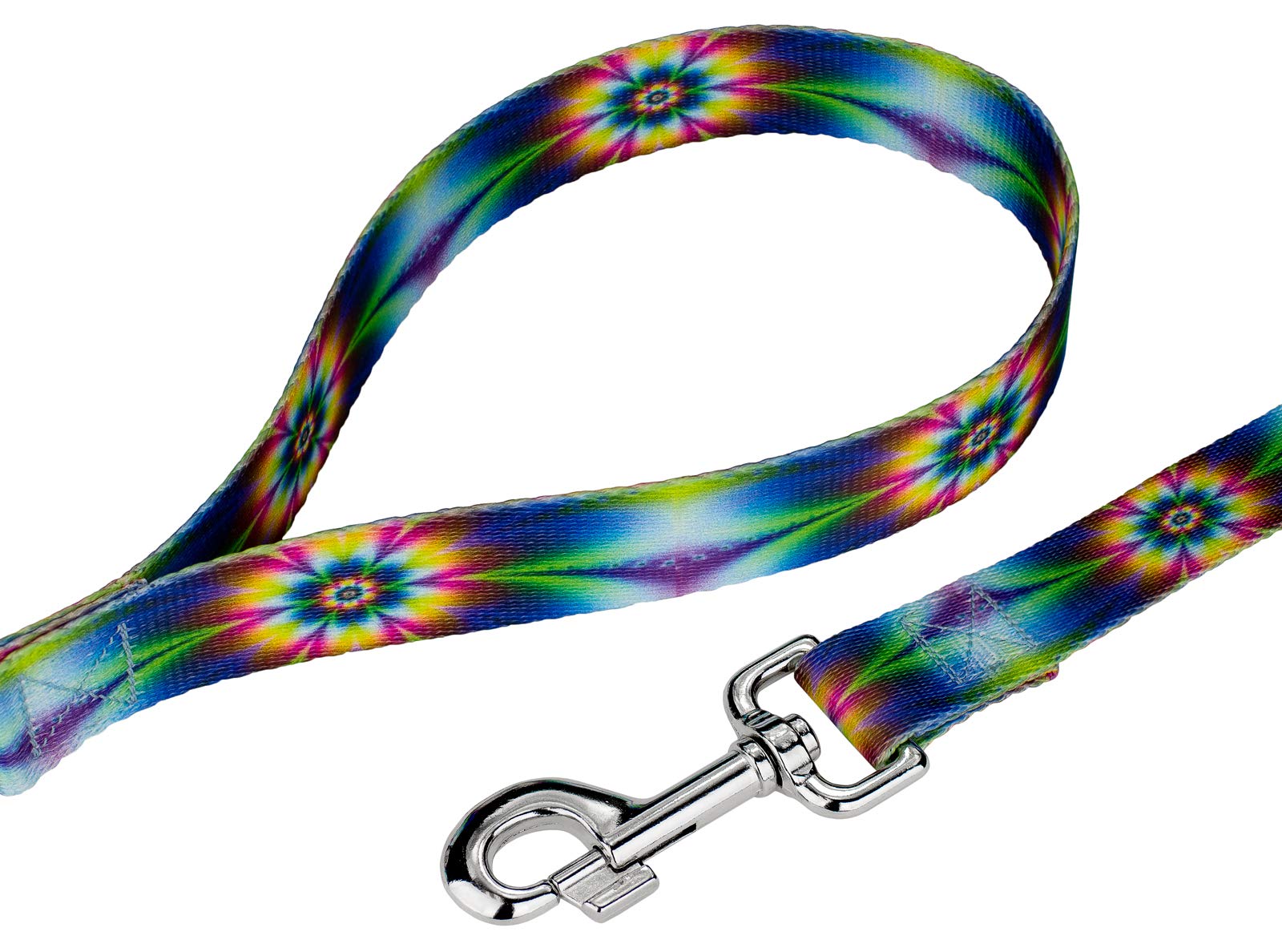 Country Brook Petz - Tie Dye Flowers Premium Dog Collar And Leash Set - Groovy Collection Featuring Far Out Designs (1 Inch, Ext