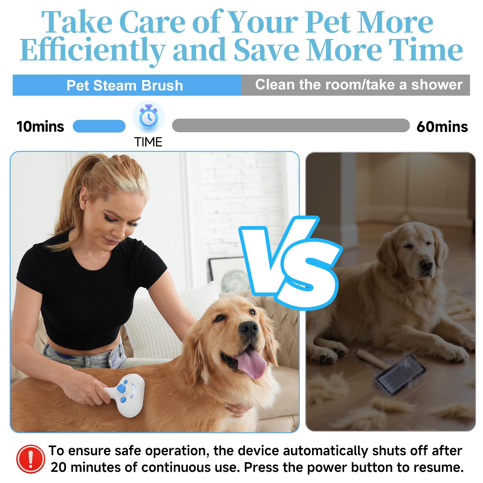 Pet Steam Brush for Dog & Cat - 3-in-1 Steam Grooming Brush for Shedding & Hair Removal - Pet comb leave-in serum with Mist for