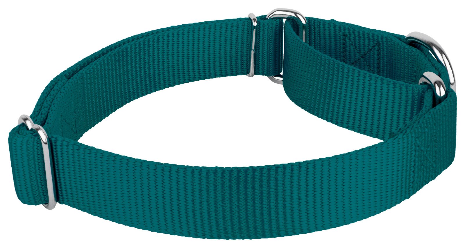 Country Brook Petz - Teal Martingale Heavyduty Nylon Dog Collar And Double Handle Leash (3/4 Inch, Small)