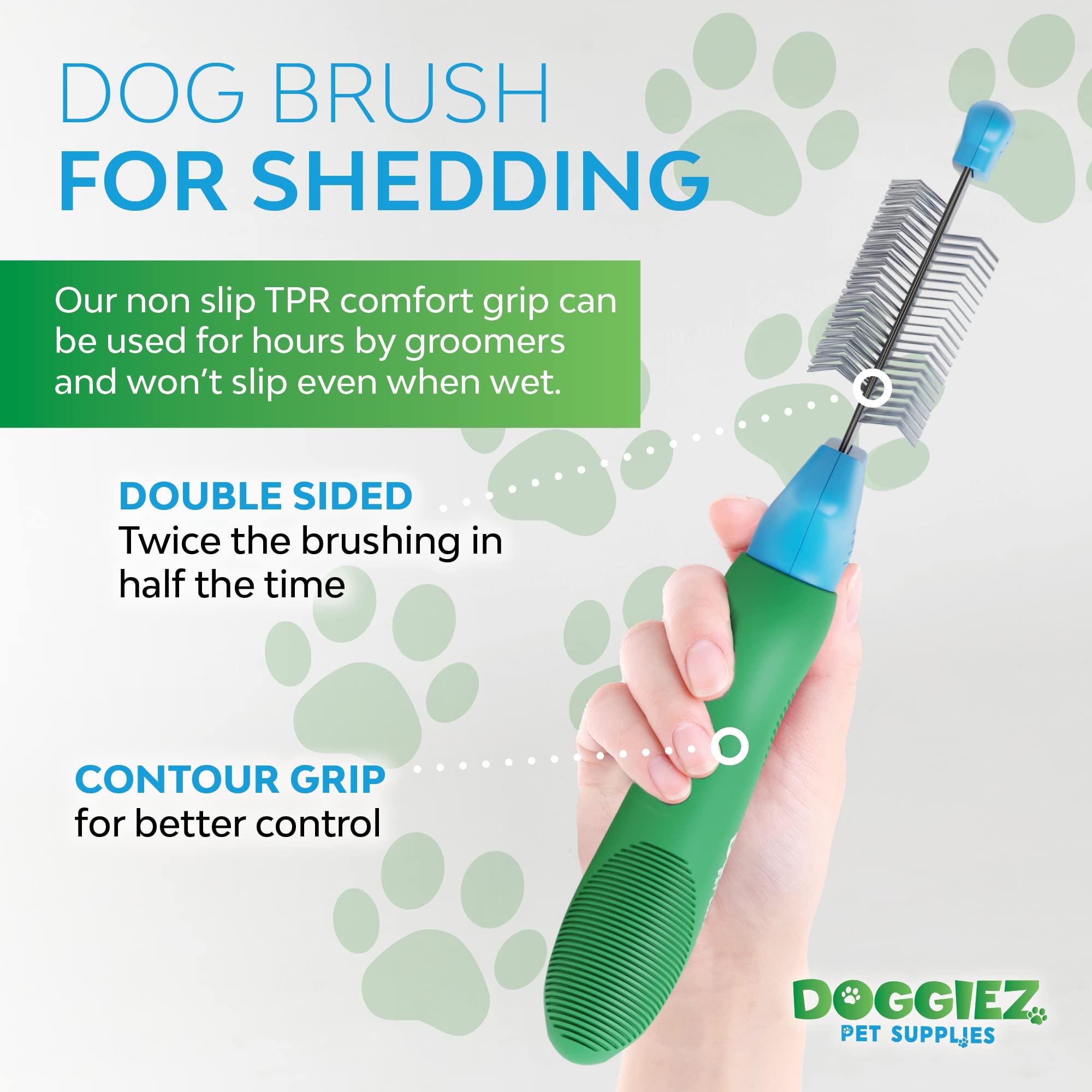 Doggiez Pet Supplies - Deshedding Brush For Dogs, Cats & Puppies - Flexible Grooming Comb For Long & Short Hair Breeds