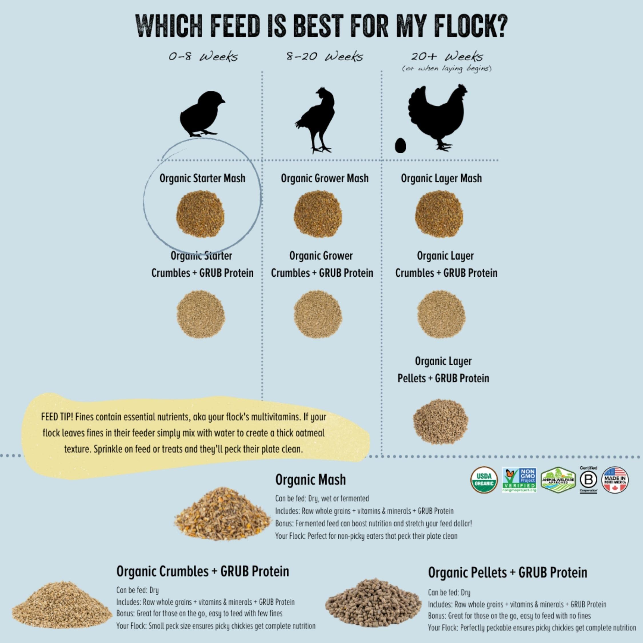 Scratch and Peck Feeds Whole Grain Starter Mash Chicken and Duck Feed - Corn-Free and Soy-Free - 20.5% Protein, Certified Organi