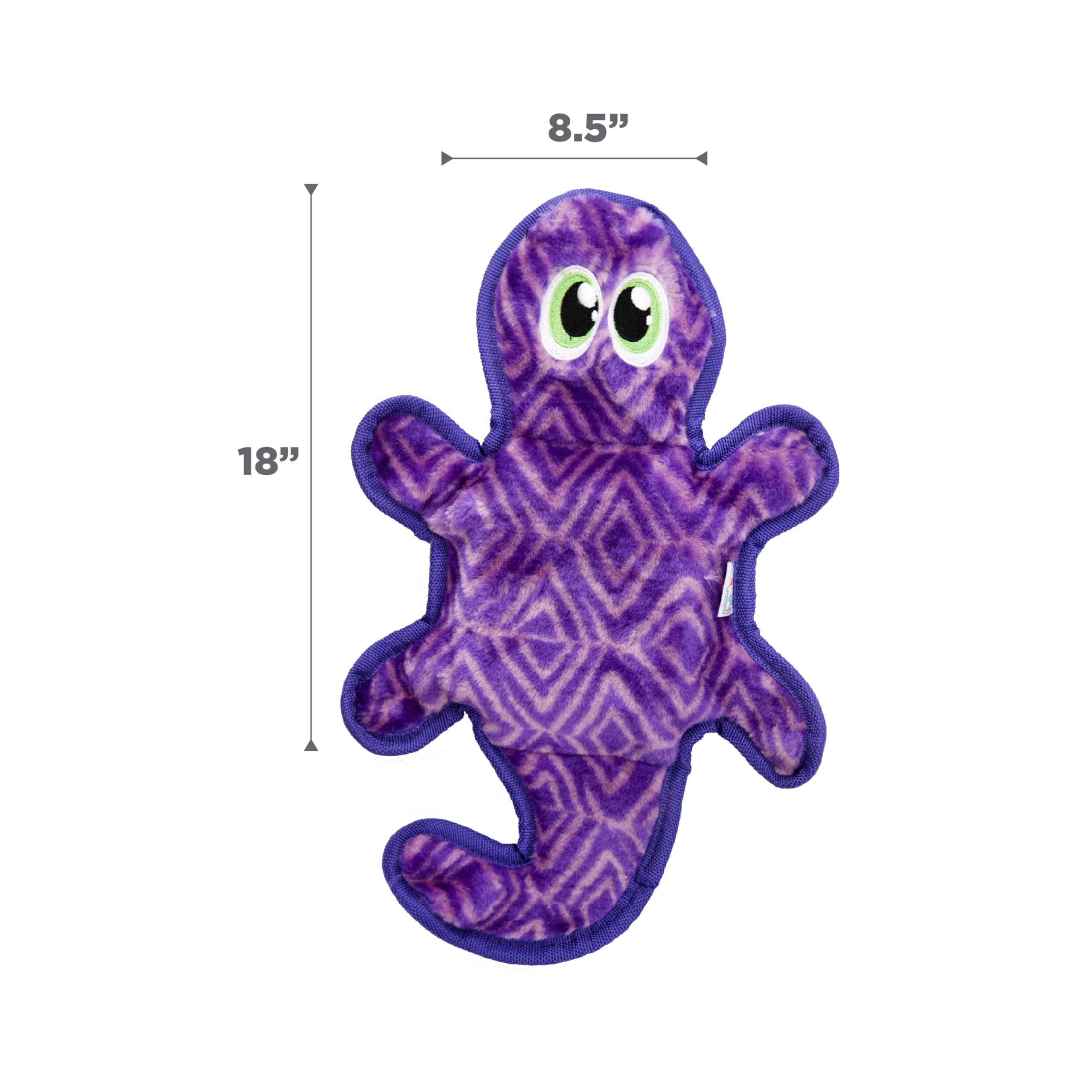 Outward Hound Durablez Tough Plush Squeaky Dog Toy, Gecko, Purple, Medium