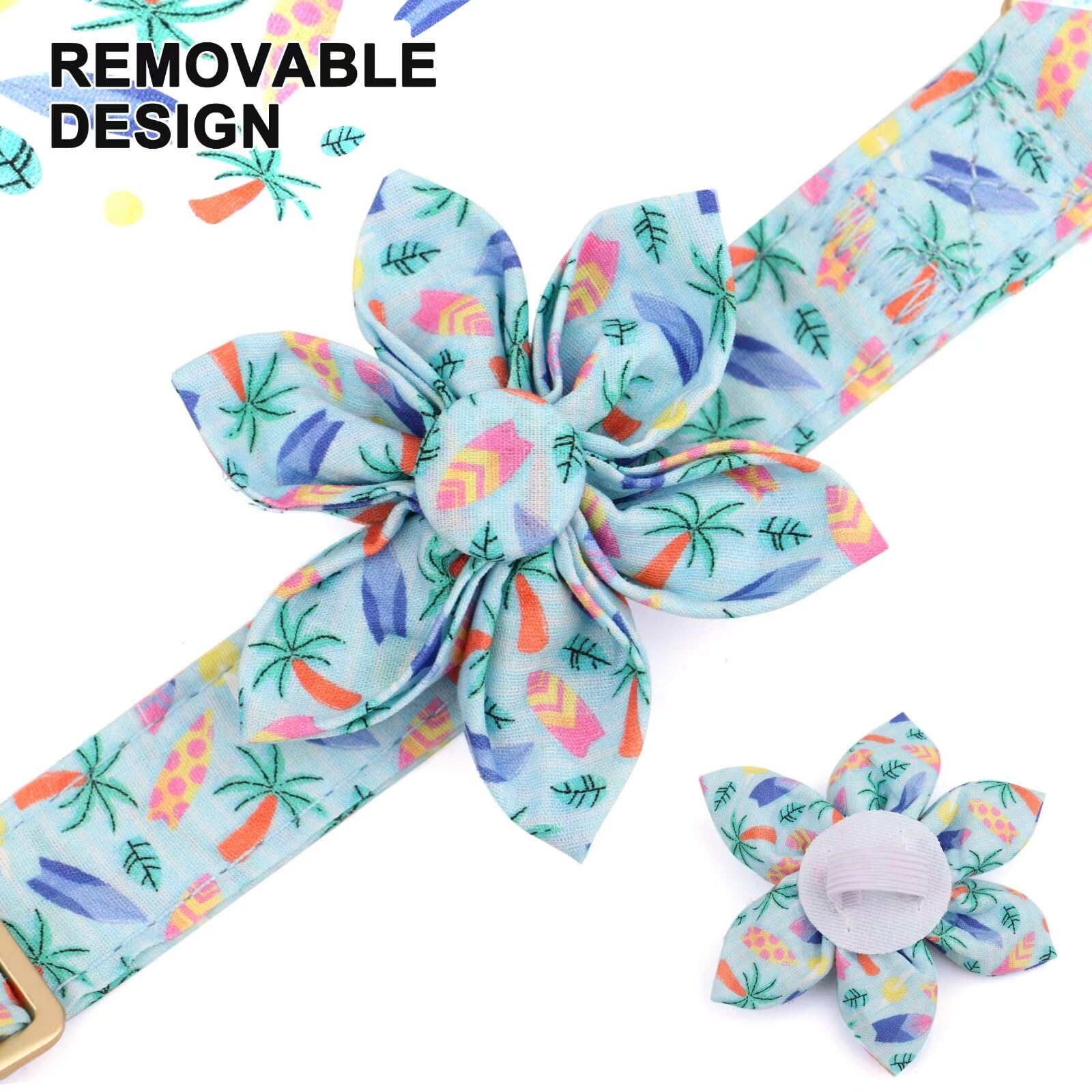 Beirui Cute Girl Dog Collars for Female Dogs, Summer Dog Collar with Flower, Soft Floral Pet Collars for Small Medium Large Dogs