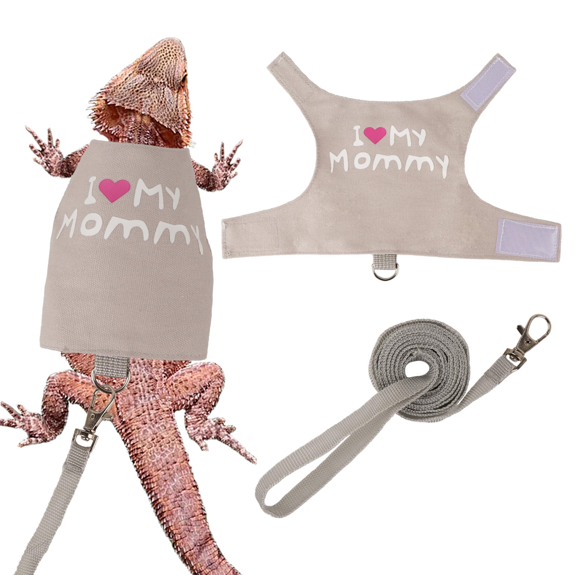 Adoggygo Mothers Day Bearded Dragon Harness Leash Set, Lizard Clothe Costume Adjustable Reptile Harness With 5Ft Leash For Beard