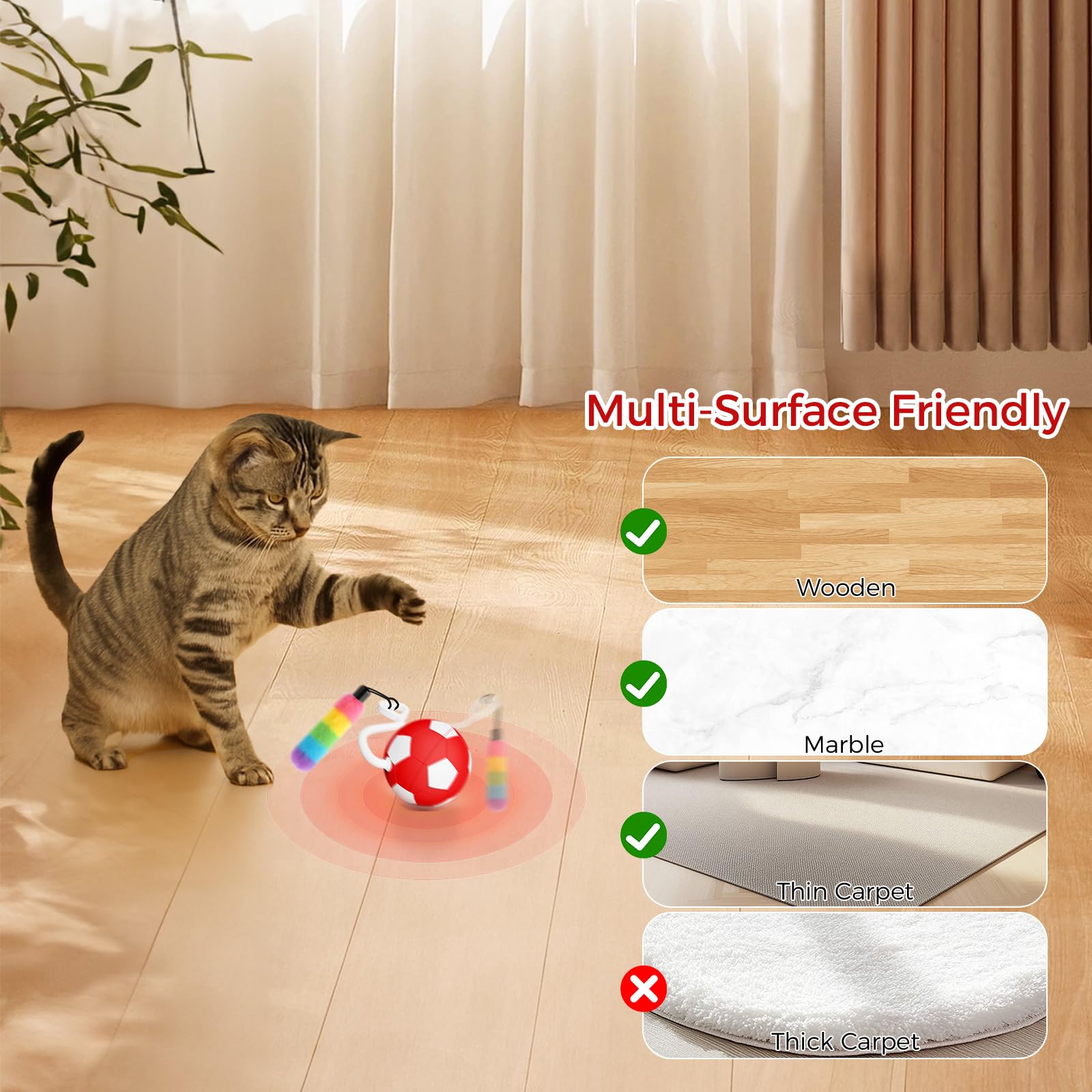 Viwik Interactive Cat Toys For Indoor Cats, Automatic Motion Activated Kitten Ball Toy, Moving Stimulation Cat Toys For Bored In