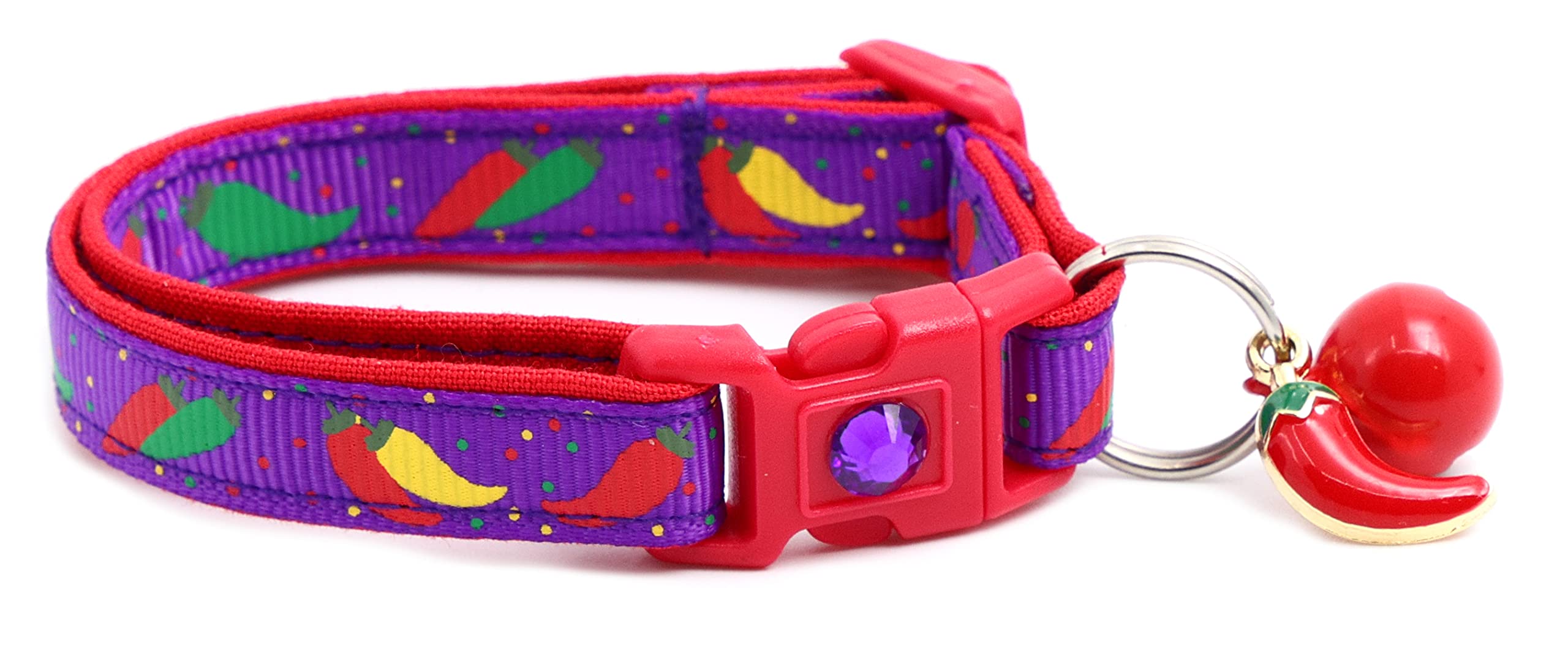 Pepper Cat Collar - Safety - Breakaway - Charm And Bell - Pugs2Persians (Small(10Lbs & Less), Purple)