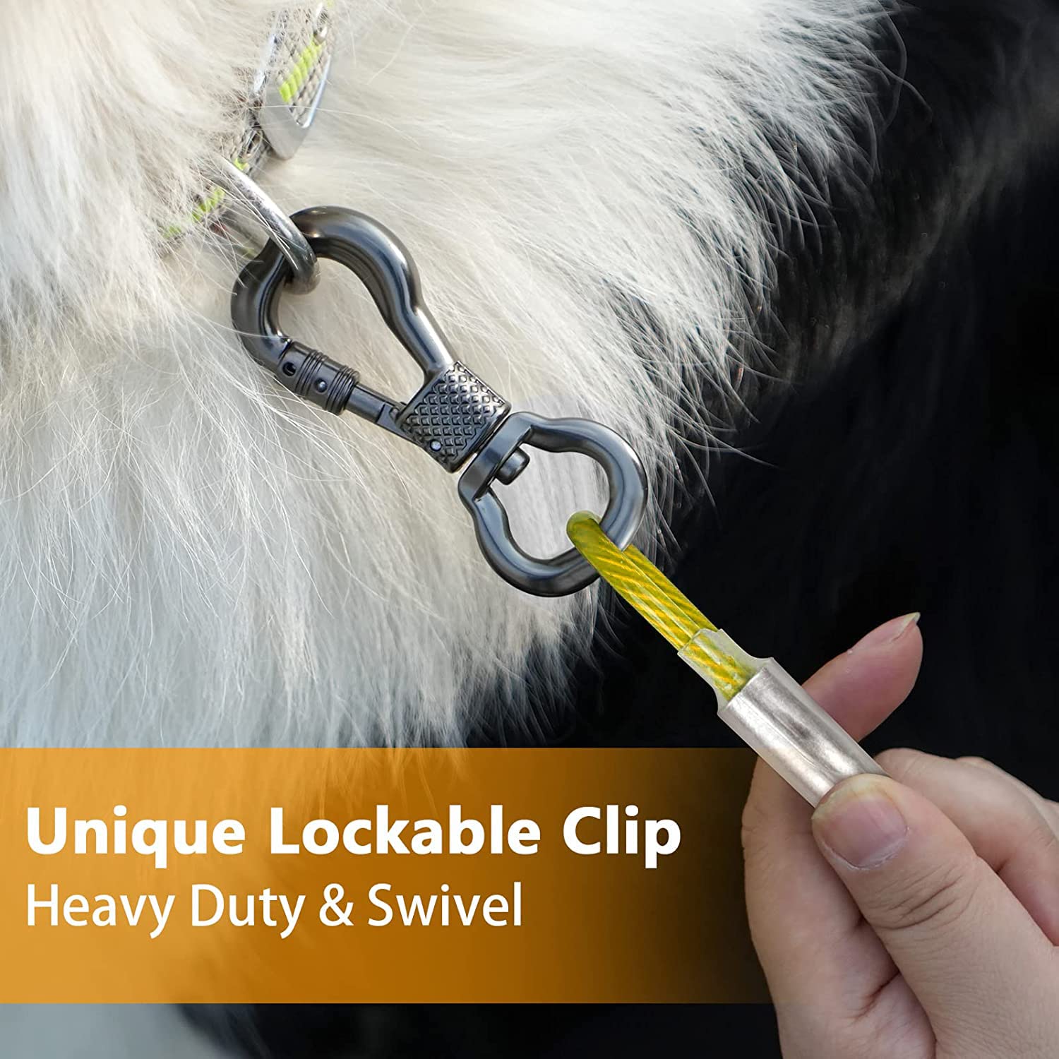 Xiaz Tie Out Cable For Dogs, 10Ft Dog Leads For Yard, Heavy Duty Dog Tie Out Cable For Large Dogs Up To 250Lbs, Durable Dog Runner Tether Line For Yard Or Camping