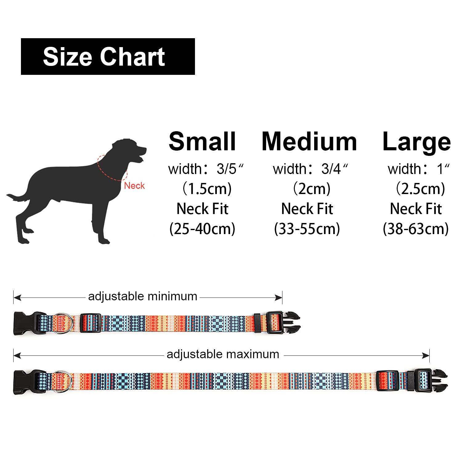 Suredoo Adjustable Dog Collar With Patterns, Ultra Comfy Soft Nylon Breathable Pet Collar For Small Medium Large Dogs (S, Bohemian Orange)