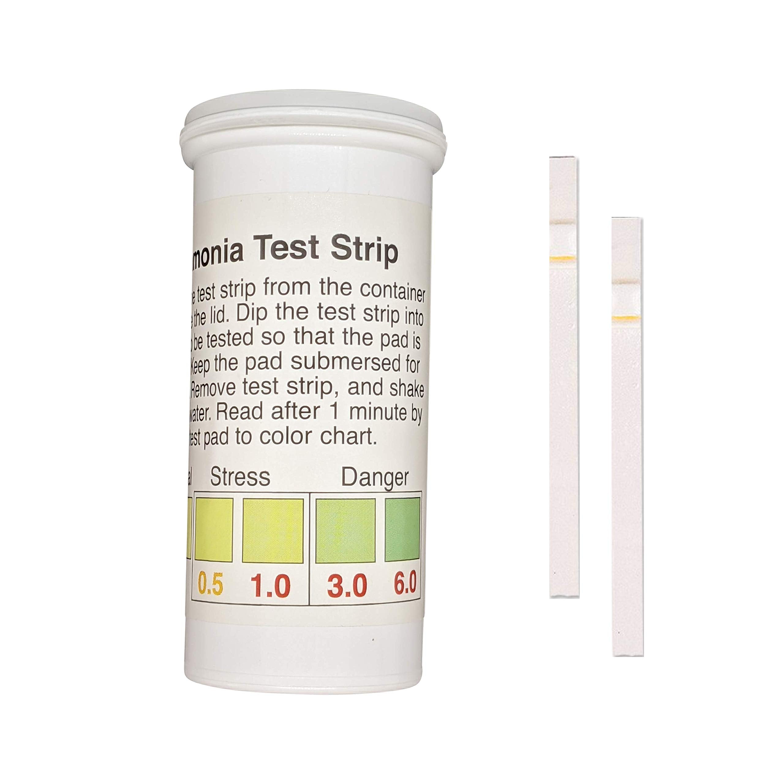 Ammonia NH3 Test Strips, 0-6ppm for Aquarium, Fish Tank and Pond Monitoring [Vial of 25]-New Condition