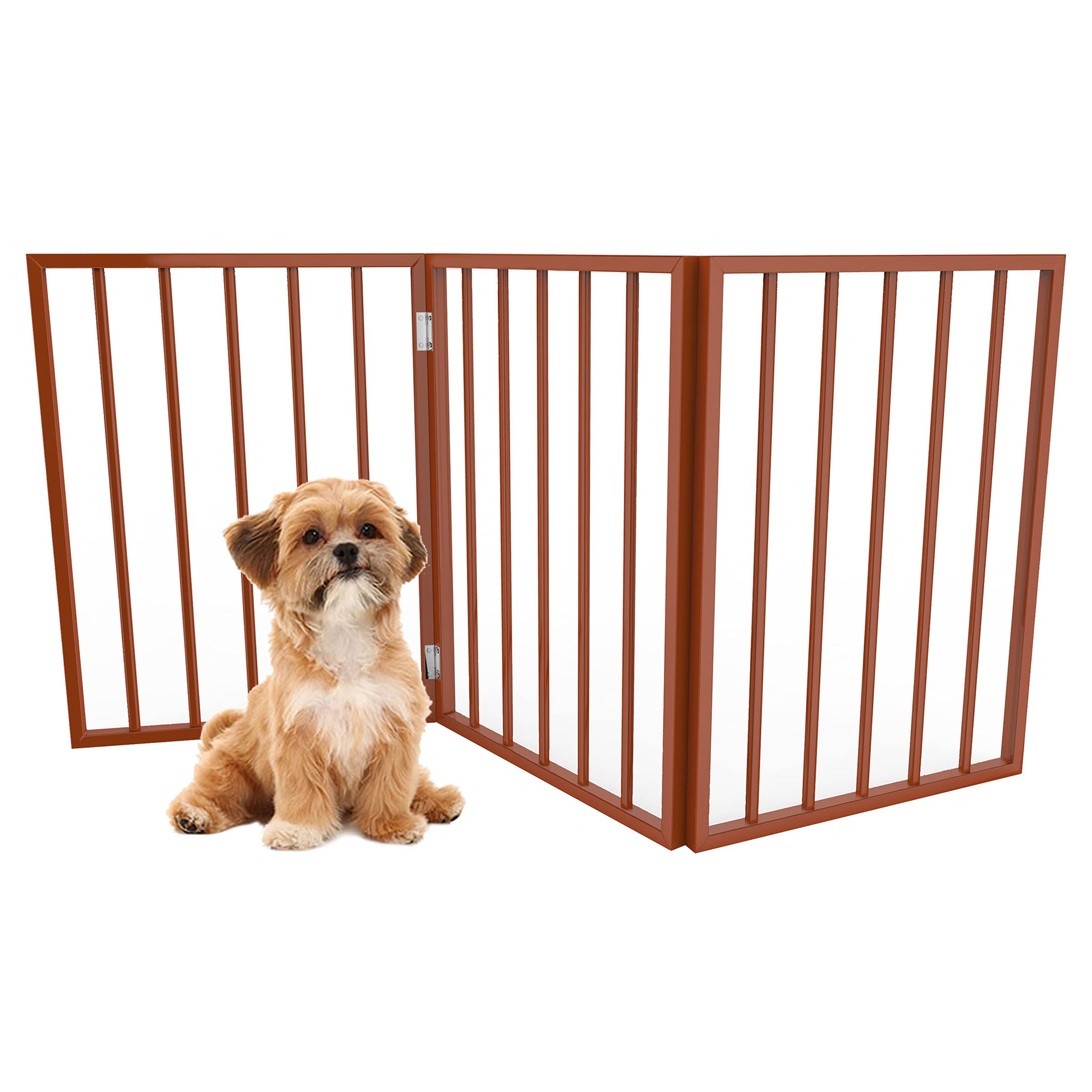 PETMAKER Pet Gate - Dog Gate for Doorways, Stairs or House - Freestanding, Folding, Accordion Style, Wooden Indoor Dog Fence (24