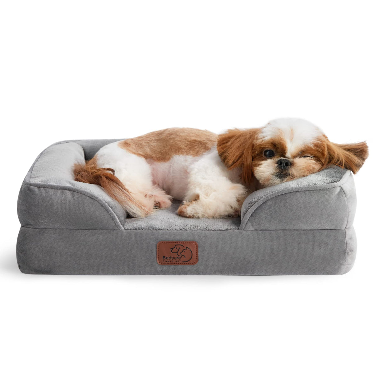 Bedsure Orthopedic Small Dog Bed, Bolster Dog Beds For Small Dogs - Foam Sofa With Removable Washable Cover, Waterproof Lining A