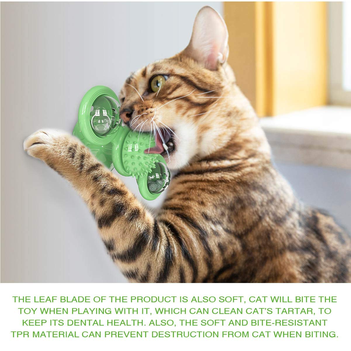 Gbsyu Interactive Windmill Cat Toys With Catnip : Cat Toys For Indoor Cats Funny Kitten Toys With Led Light Ball Suction Cup?Cat Nip Toy For Cat Chew Exercise (Green)