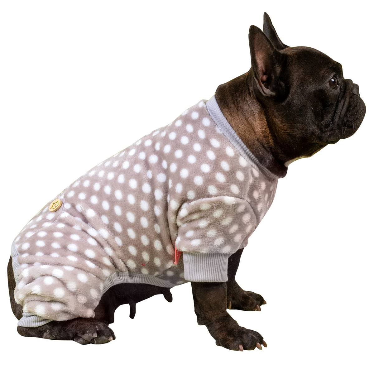 Kyeese Dog Pajamas Polka Dot Soft Material Stretchable Jumpsuit For Small Dogs 4 Legs Dogs Pjs Onesie Soft Velvet Pet Pjs Grey