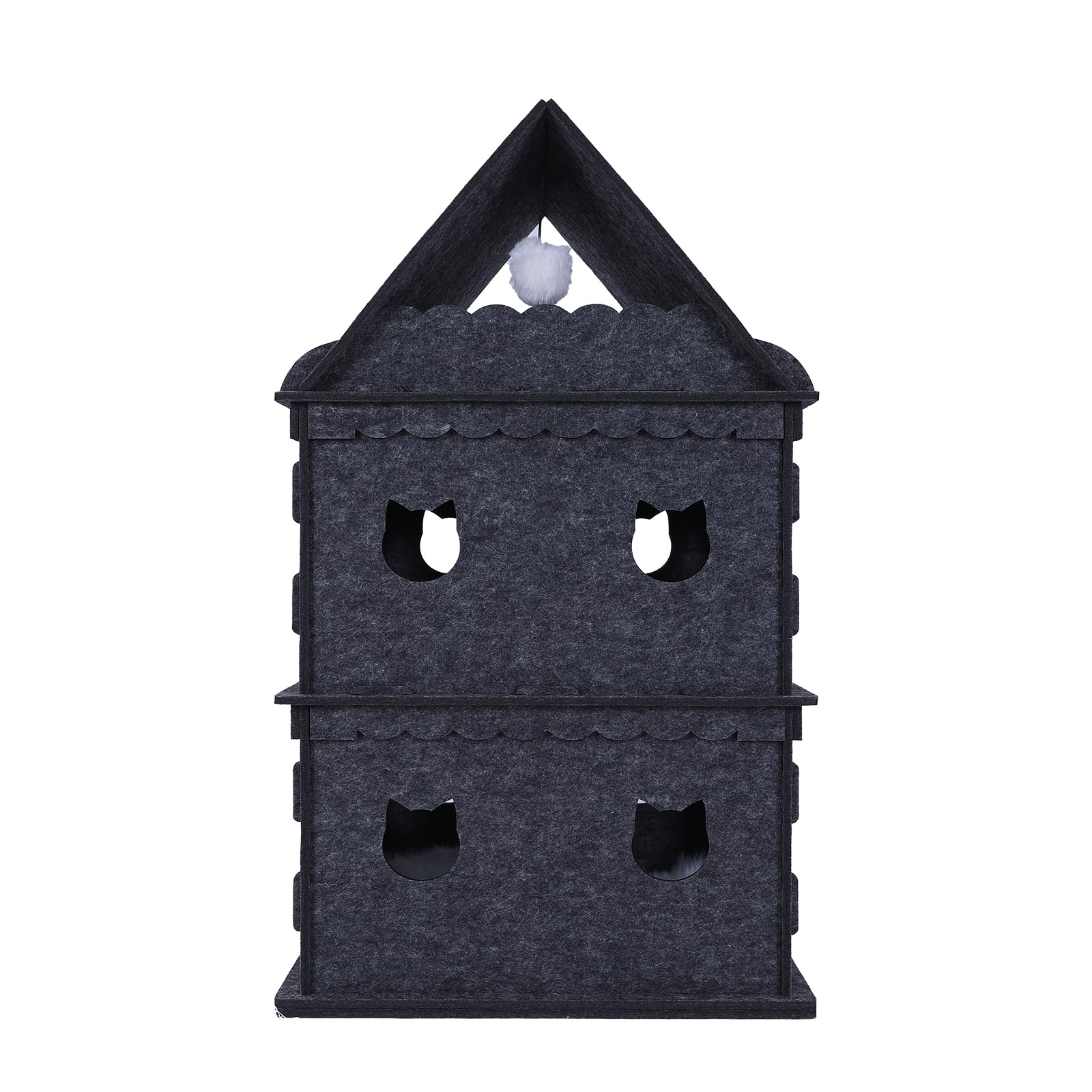 3-Storey Cat House For Indoor Cat Condos,Pet Cat Bed Hideaway Strong Castle For Multiple & Large Cats (3-Storey, 21.8''  21.8''