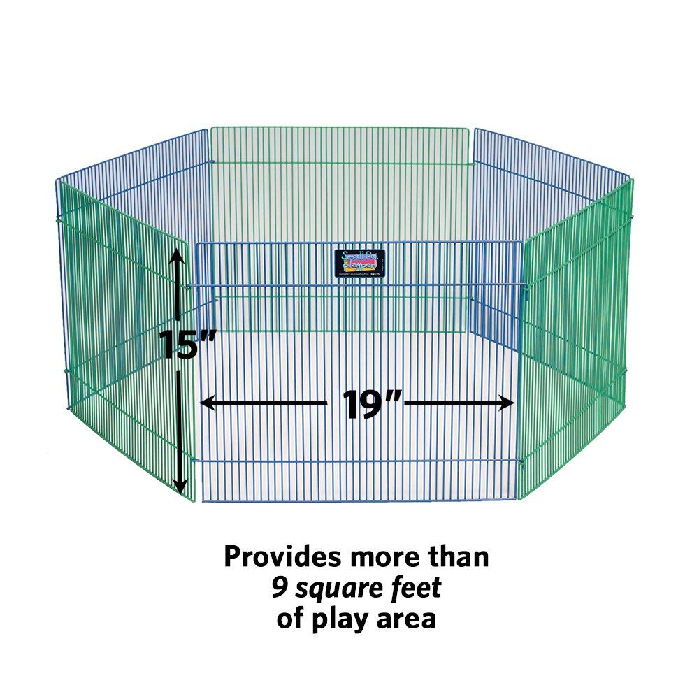 MidWest Homes for Pets Small Animal Pet Playpen/Exercise Pen, Blue and Green,1 Count (Pack of 1), Small Animal Playpen.