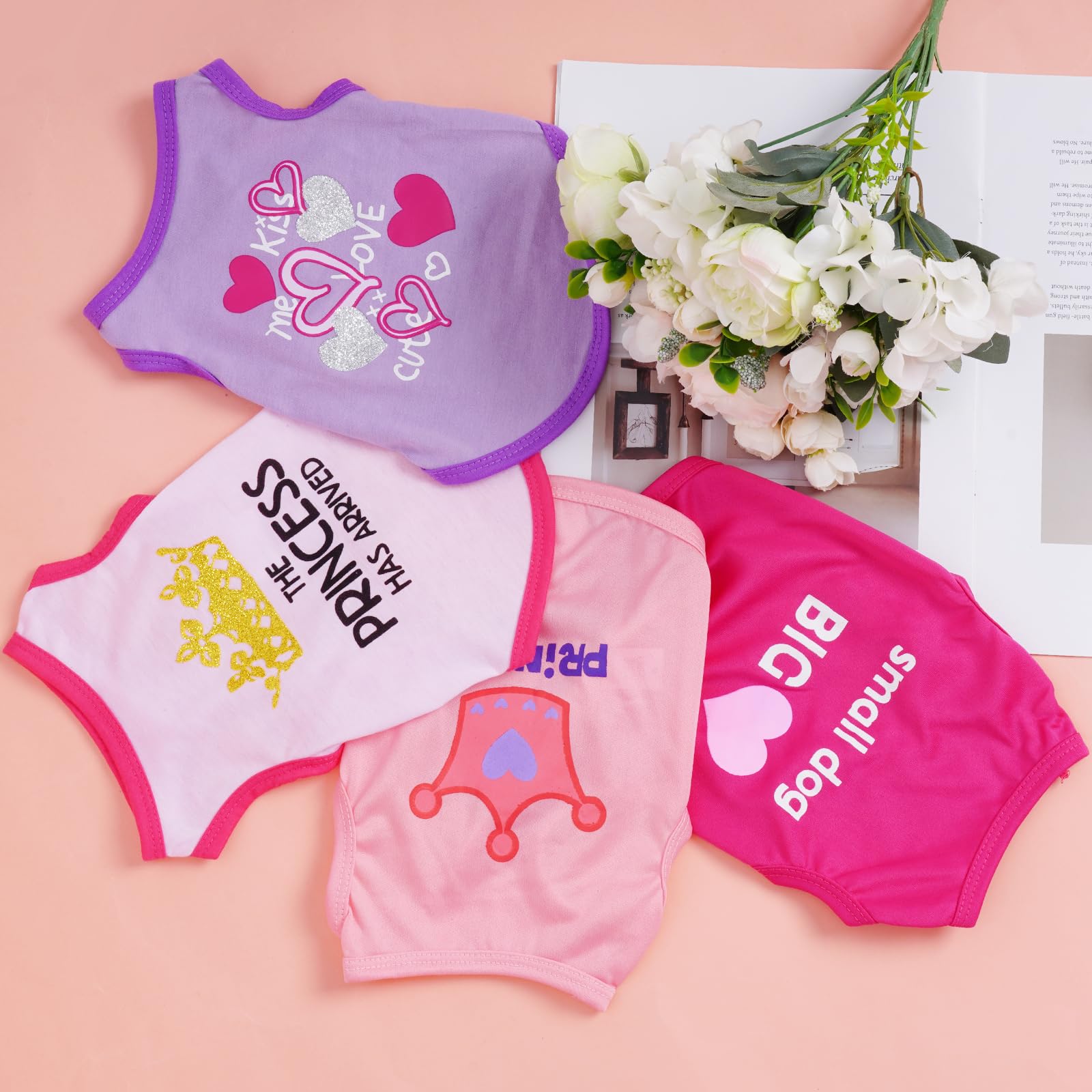 Pistha 4 Pack Dog Shirts Summer Printed Puppy Clothes Cute Sleeveless Pet T Shirts Dog Clothes For Small Medium Dogs Cats Girl(M