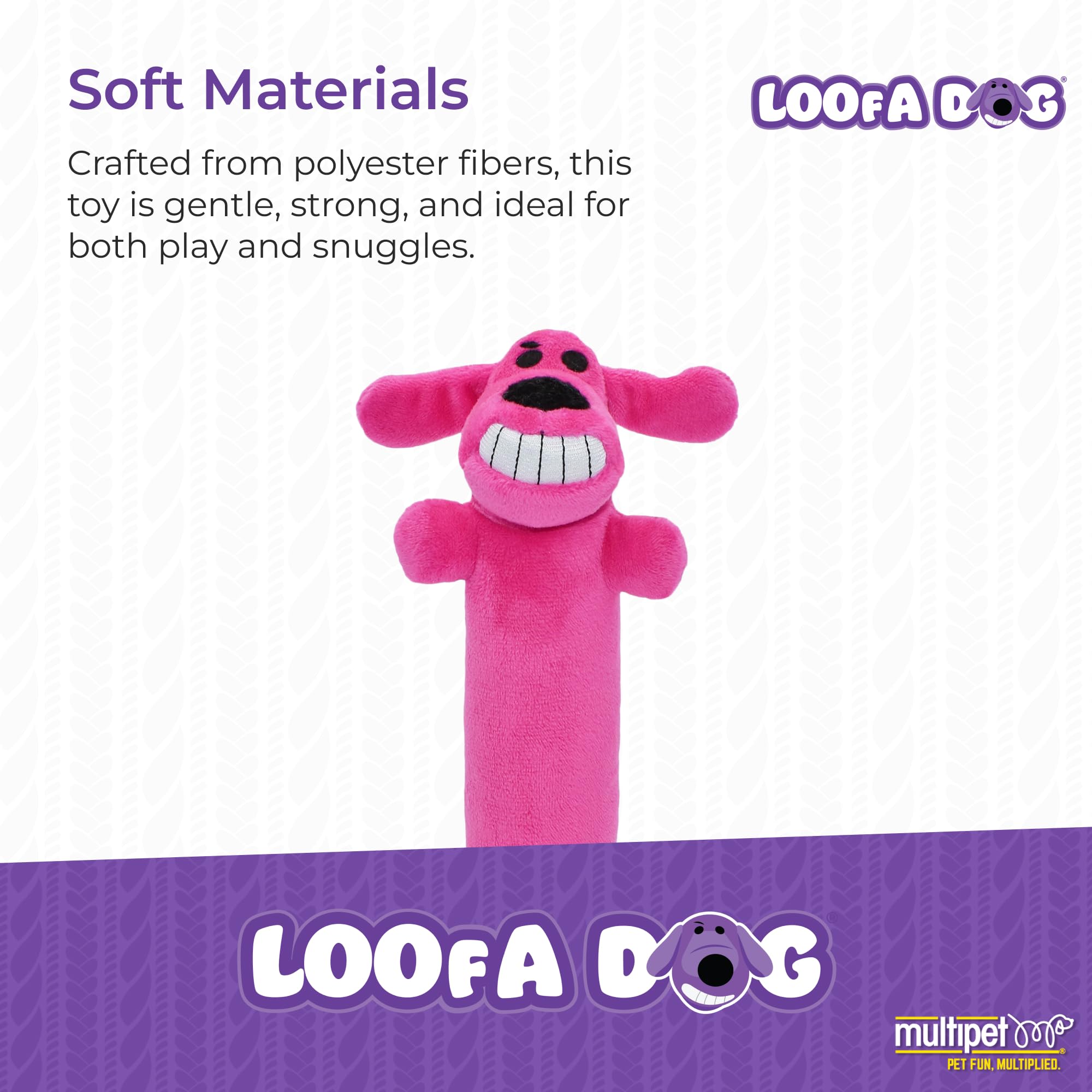 Multipet Original Loofa Dog Plush Toy - Squeaky Dog Toy for All Dogs - Extra Soft Plush Dog Toy - Stuffed Animal Dog Toy for Pla