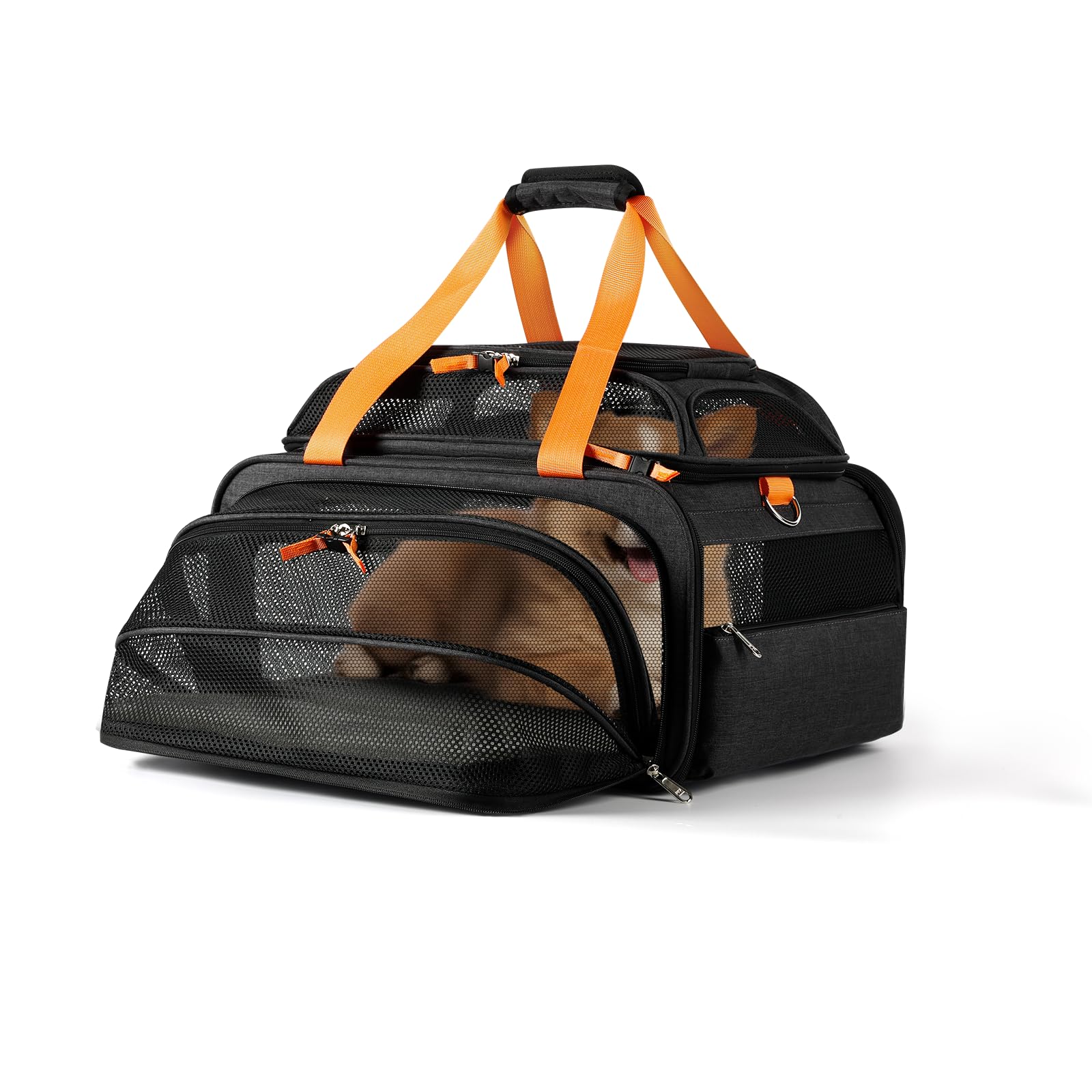 Pidipiti 17.5X13.5X9 Tsa Approved Top And 1 Side Expandable Pet Carrier For Small Dog Puppy Cat Up To 10 Lbs Weight And 17'' Len