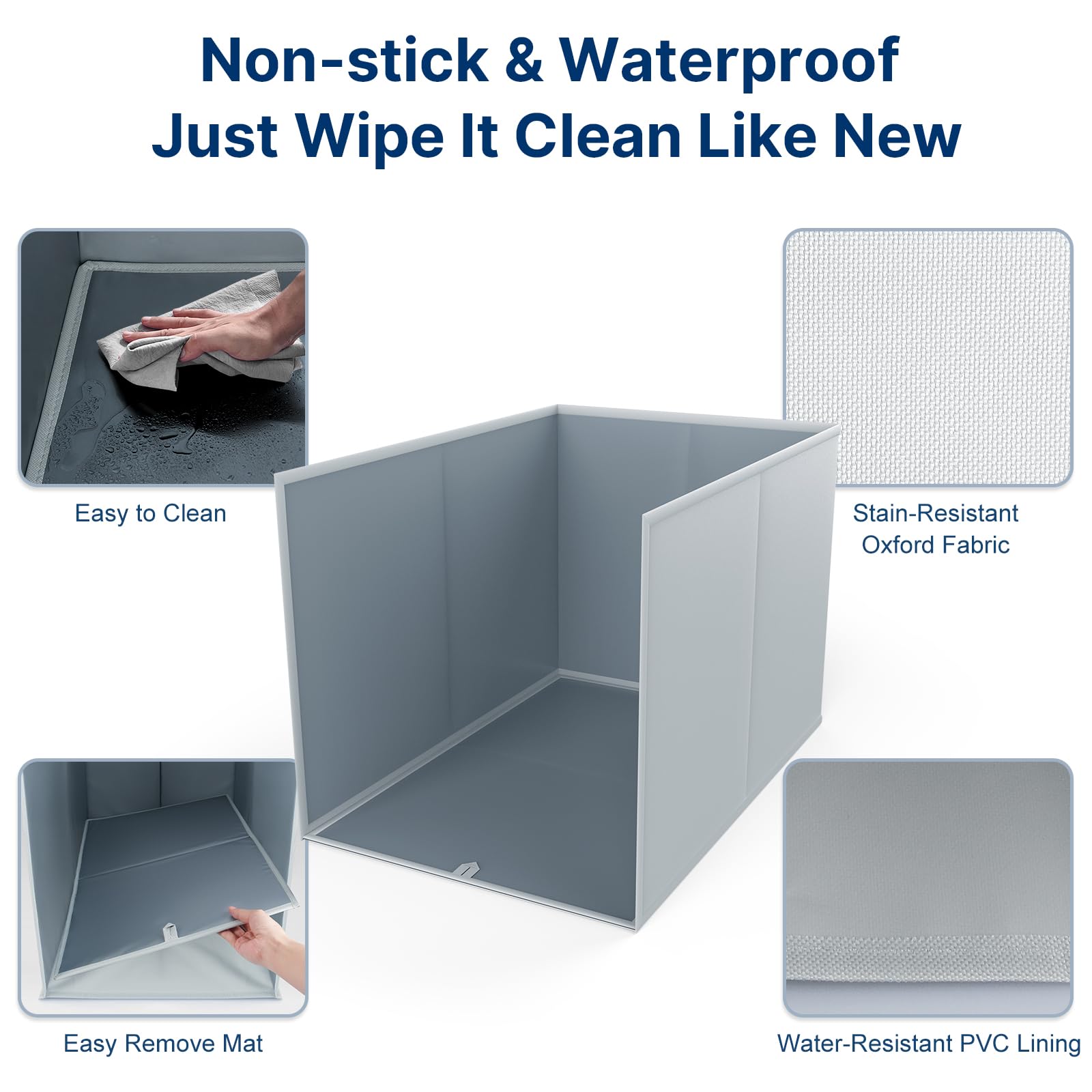 27.76'' L  19.5'' W  16.93'' H Cat Litter Box Enclosure Splash Guard With Removable Mat, High Sided Large Litter Box Shield For