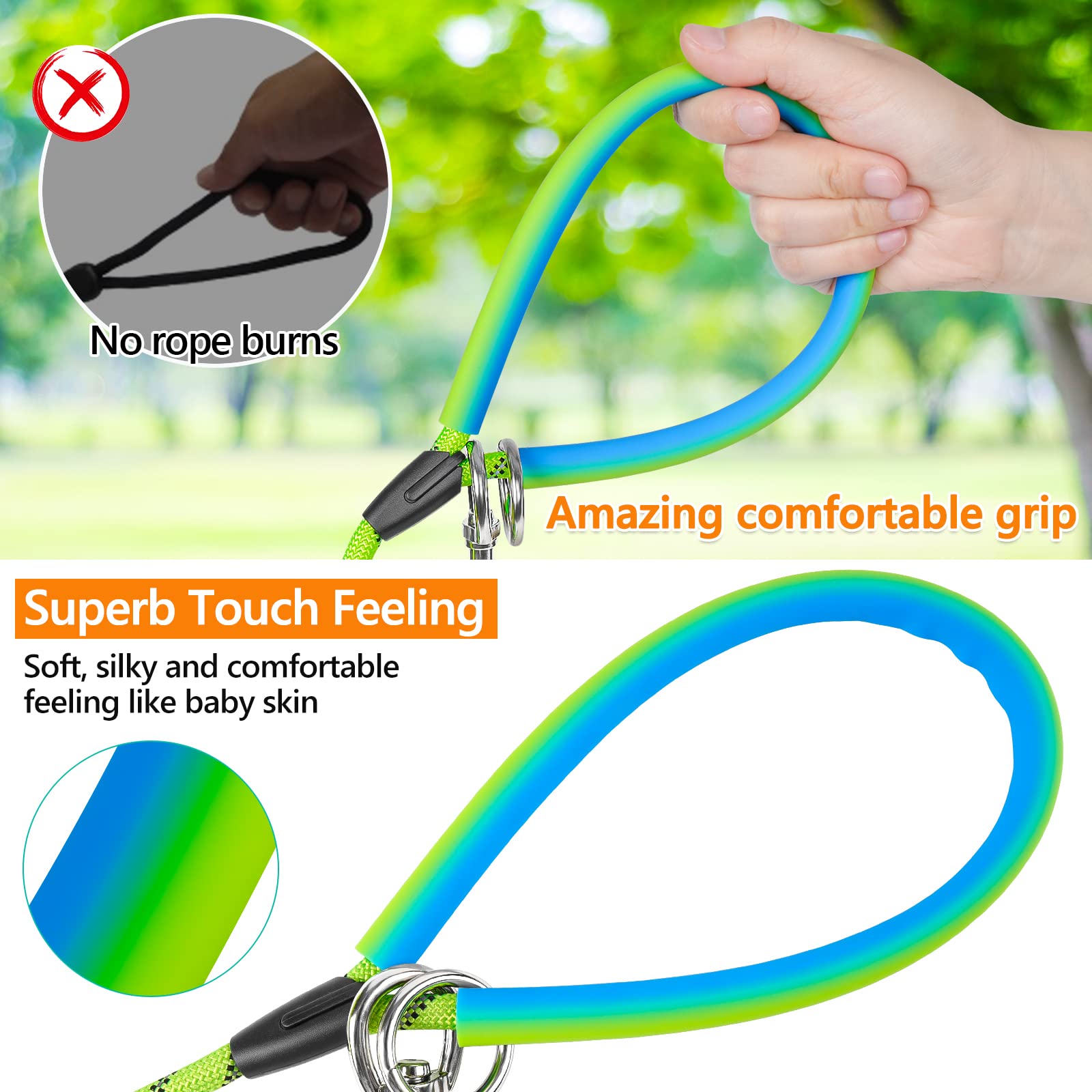Ntr 15Ft Training Leash For Dogs, Nylon Rope Dog Leash With 2 Swivel Hooks And Comfortable Padded Handle, Cat Puppy Leash Lead F