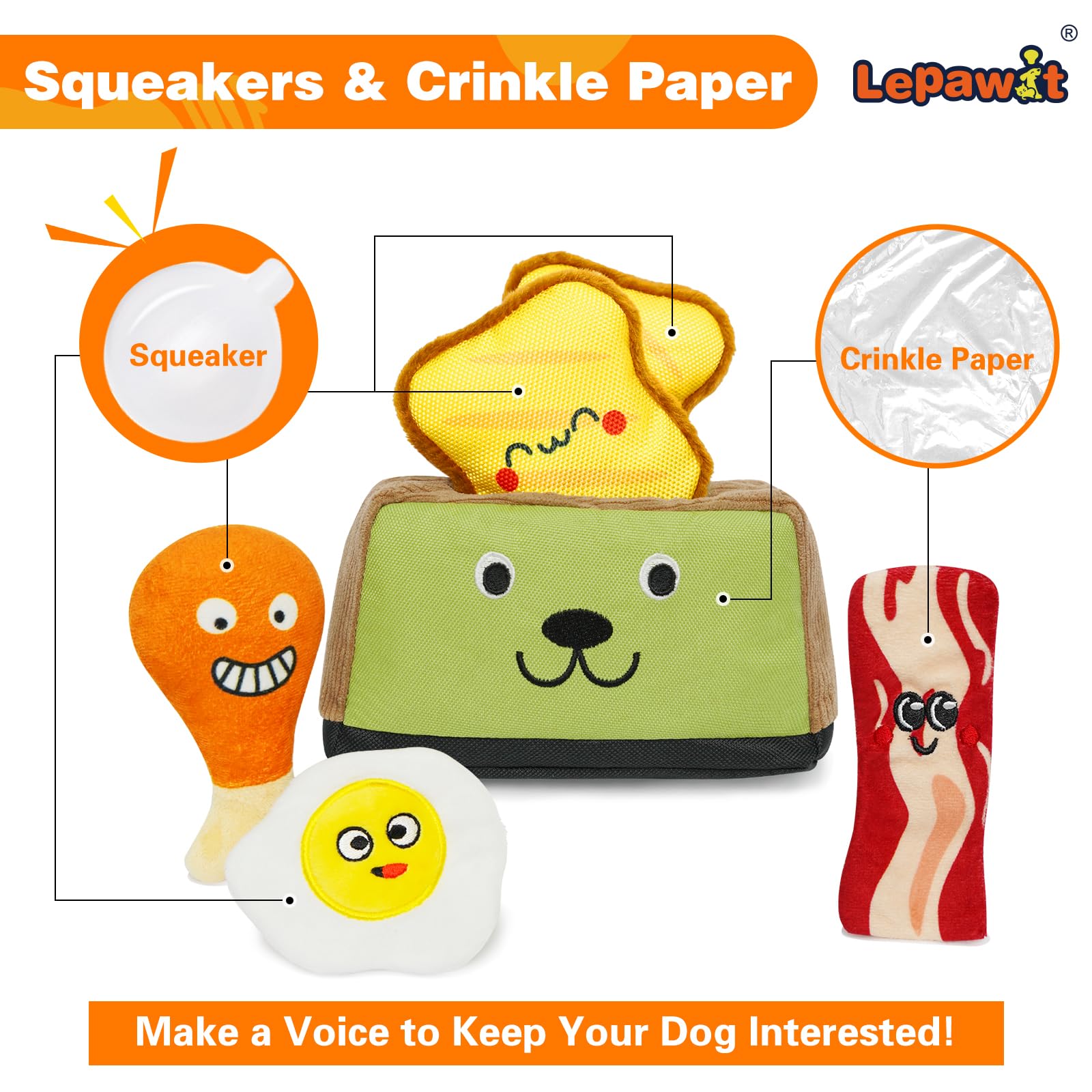 Lepawit Hide and Seek Dog Toys, Squeaky Interactive Puzzle Dog Toys for Boredom and Stimulation, Dog Enrichment Toys for Small a
