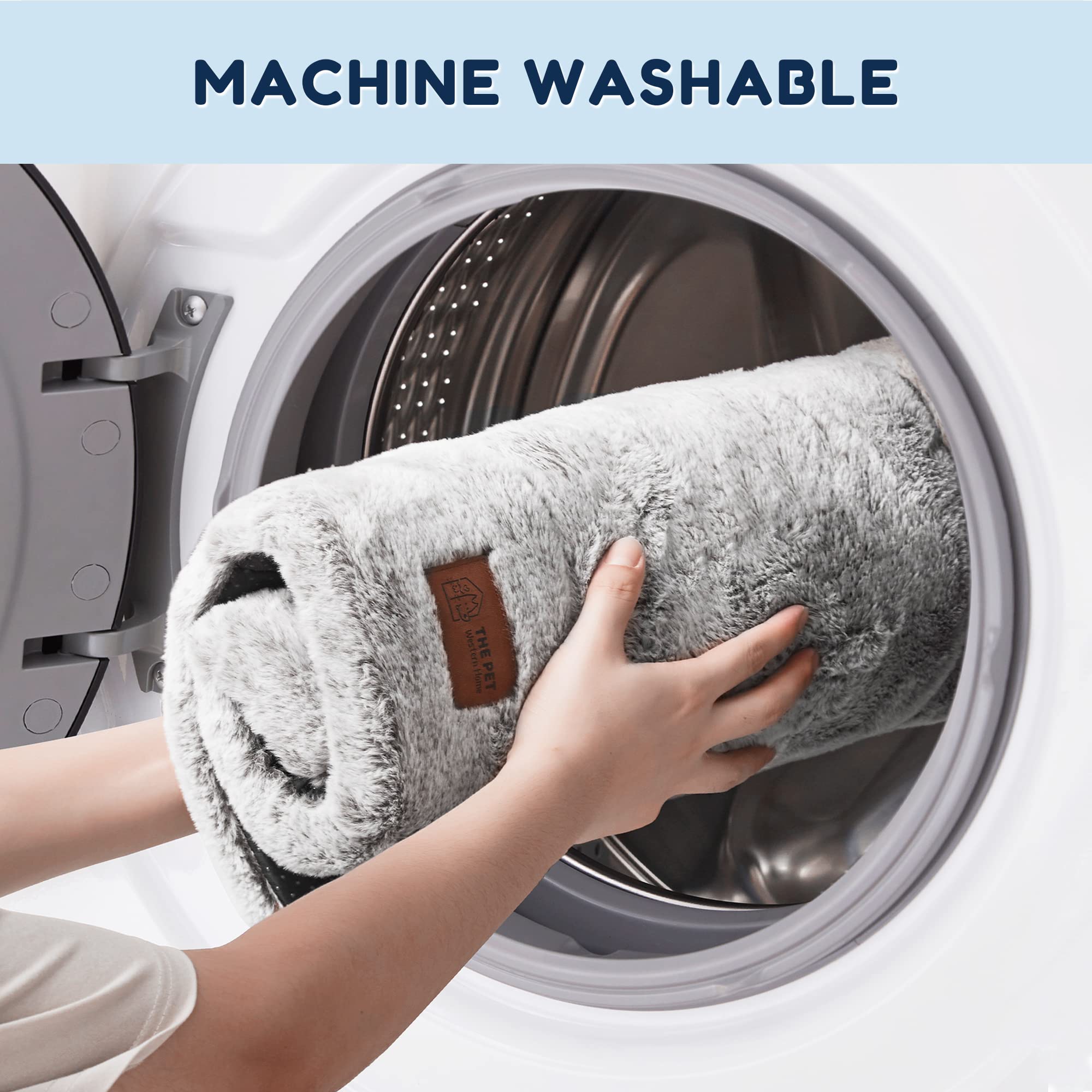 Western Home Pet Bed Mat, Large Dog Beds For Crate, 42X27 In, Soft Faux Fur, Washable Anti-Slip, Kennel Mat For Sleeping, Grey