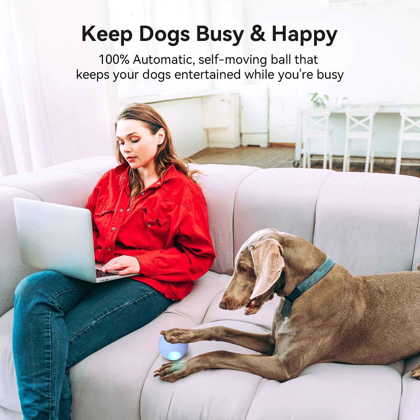 Cheerble Smart Interactive Dog Toy, Wicked Ball Pe, Automatic Moving Bouncing Rotating Ball For Medium Dogs Boredom With Led Lig