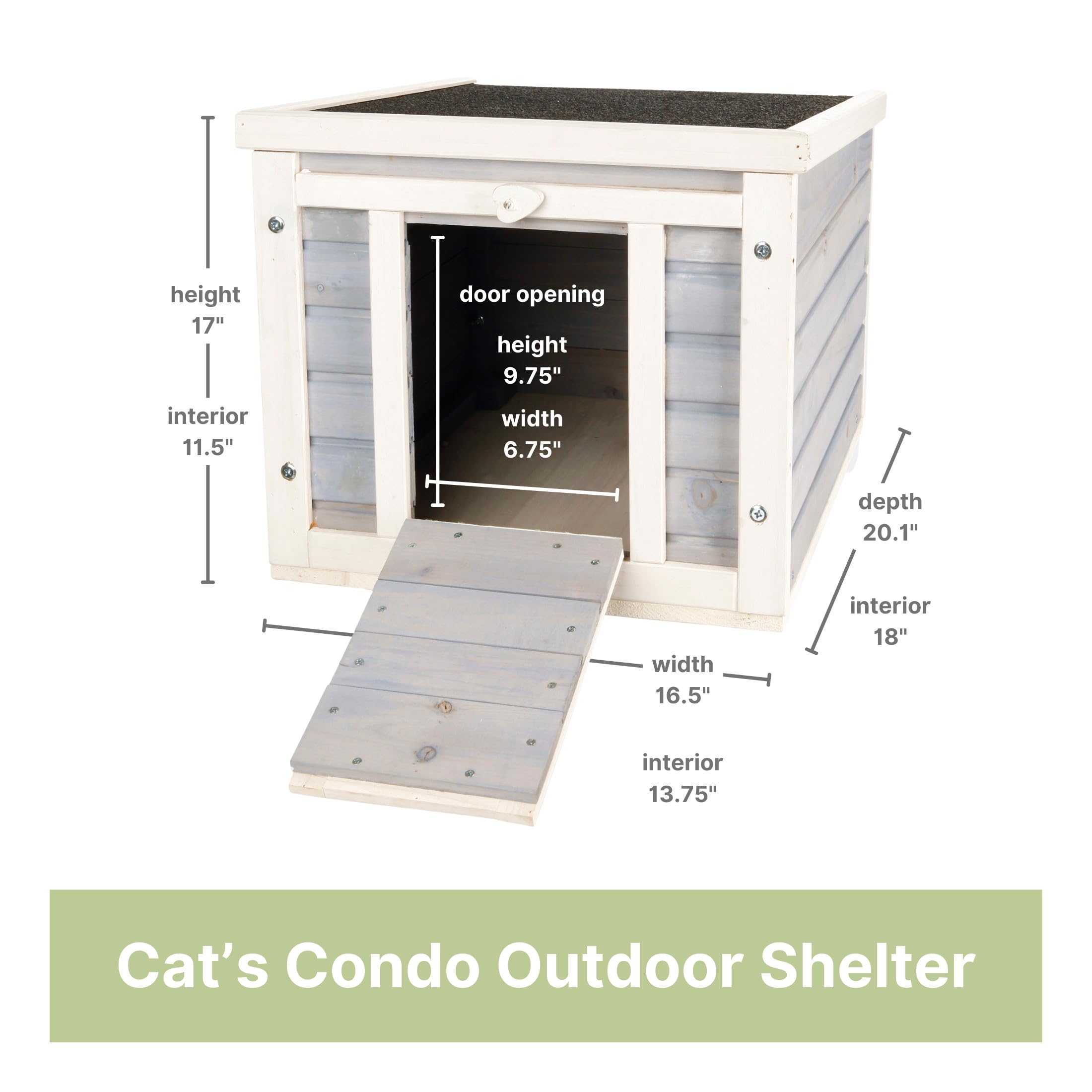 Trixie Small Outdoor Cat House, Weatherproof Cat Home With Raised Floor, Hinged Asphalt Roof & Covered Opening, Outdoor Shelter