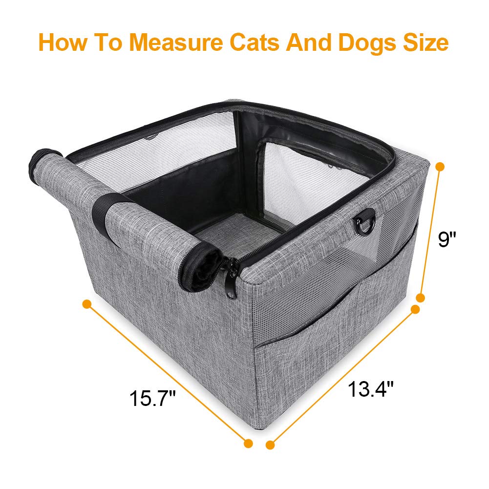 Beelike Collapsible Dog Cat Car Seat, Metal Frame Puppy Carrier For Small Medium Dog Pet Up To 15 Lbs