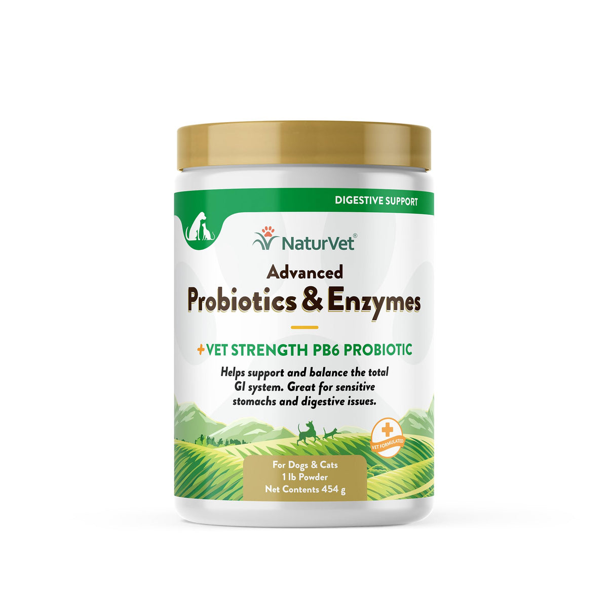 Naturvet - Advanced Probiotics & Enzymes - Plus Vet Strength Pb6 Probiotic | Supports And Balances Pets With Sensitive Stomachs & Digestive Issues | For Dogs & Cats (1 Lb)