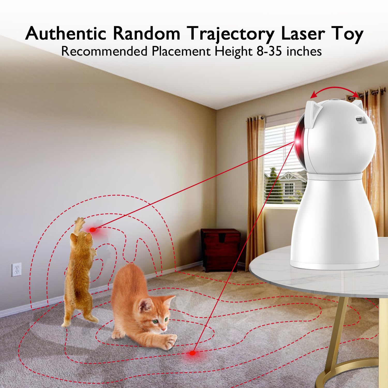 Valonii Cat Toys [2025 Newly Upgraded] Real Random Trajectory Rechargeable Motion Activated Cat Laser Toy Automatic,Interactive Cat Toys For Indoor Cats/Kitten/Dogs