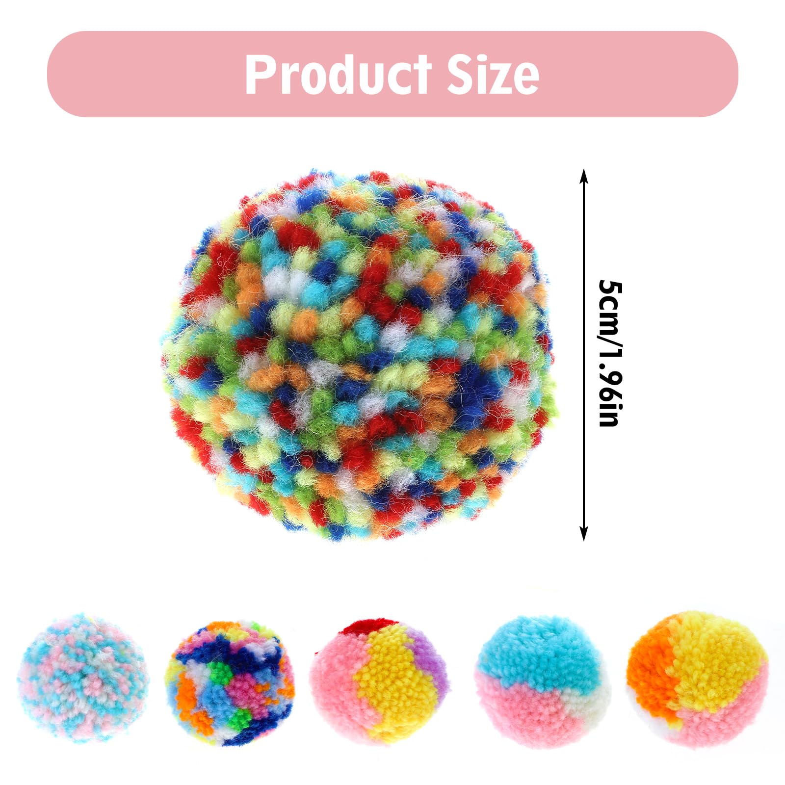 6 Pcs Soft Plush Cat Ball 2 Inch Rainbow Cat Toy Colorful Pom Pom Small Plush Kitty Soft Woolen Yarn Puffs For Indoor Cats Kitte