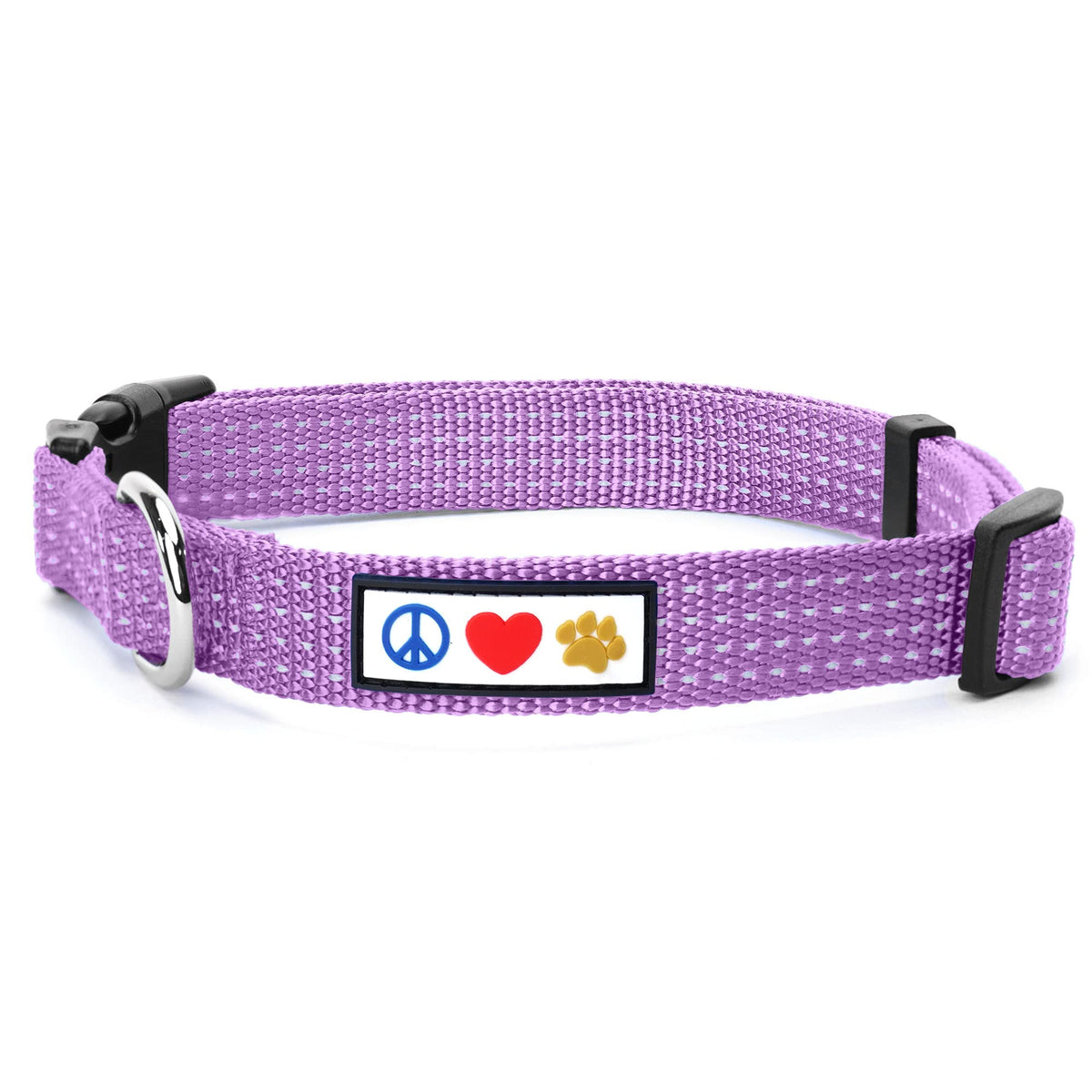 Pawtitas Reflective Dog Collar With Stitching Reflective Thread | Reflective Dog Collar With Buckle Adjustable And Better Training Great Collar For Small Dogs - Orchid Collar